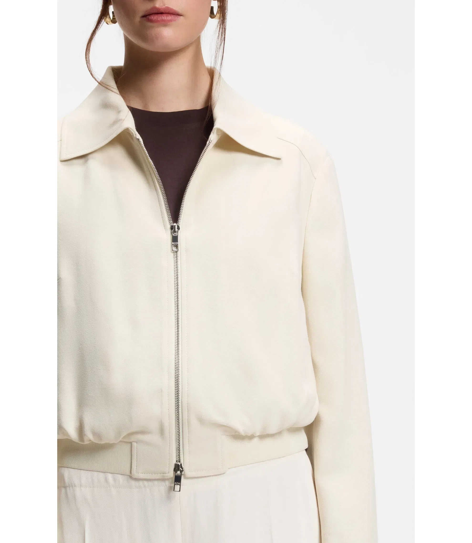 Boss Regular Fit Blazer In Soft Crepe White Women's