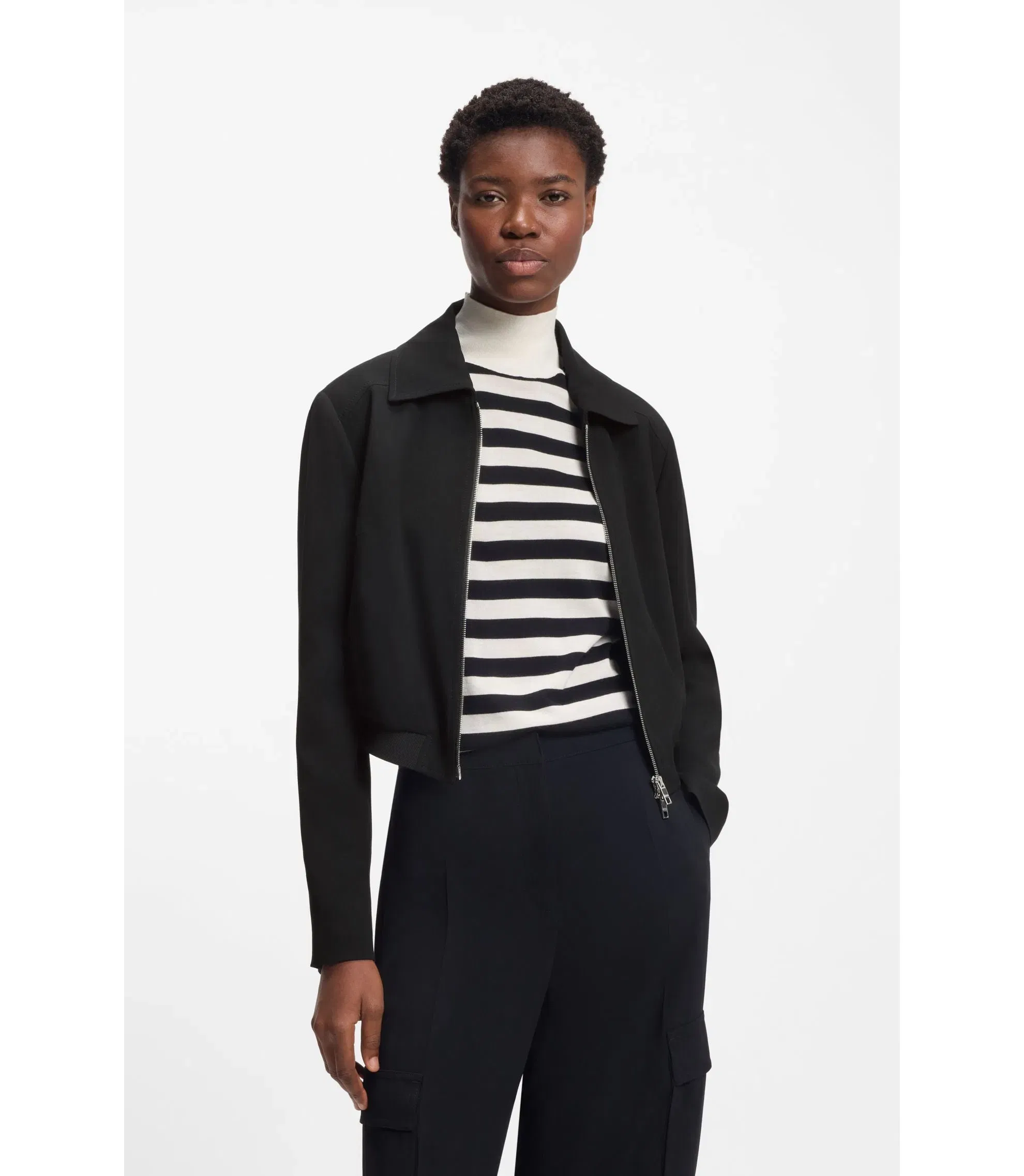 Boss Regular Fit Blazer In Soft Crepe Black Women's