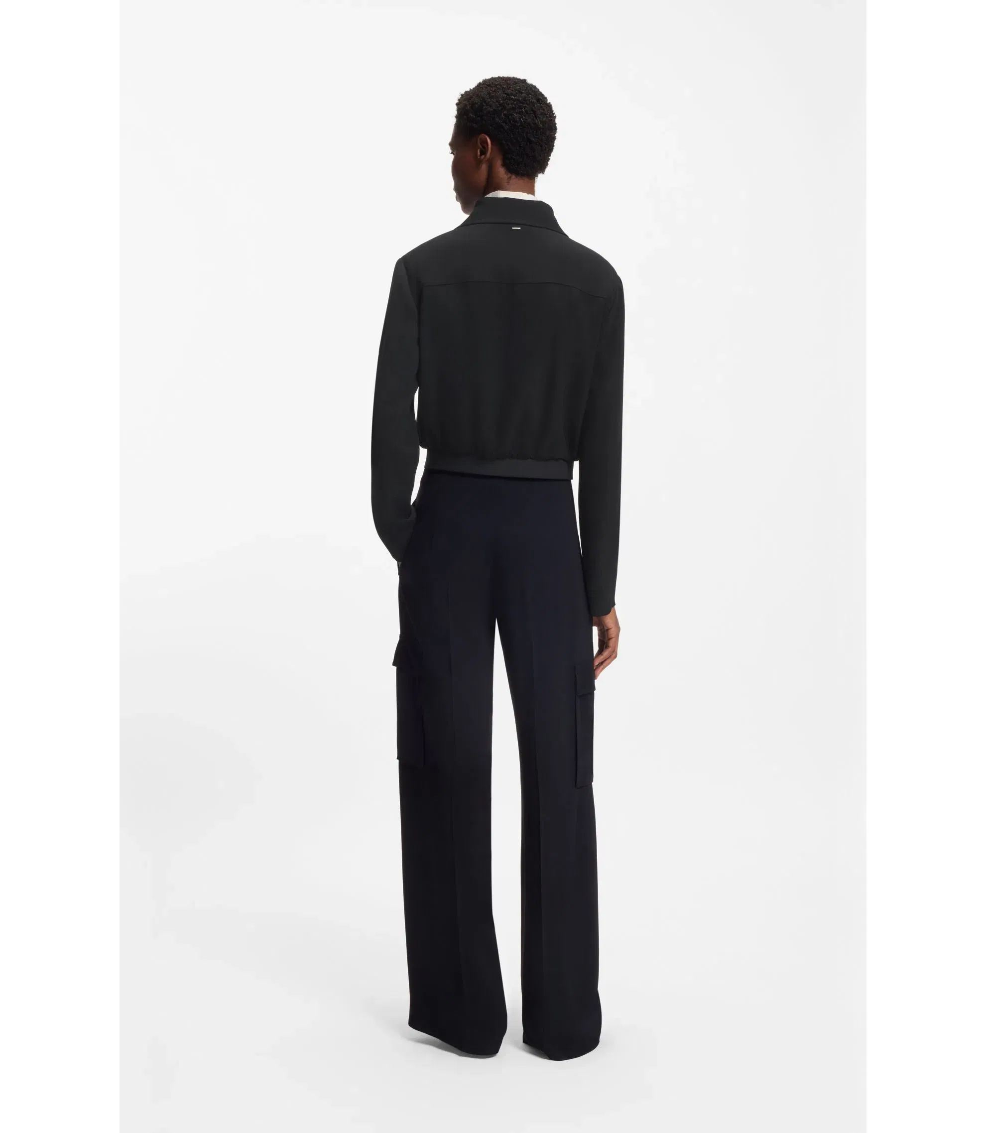 Boss Regular Fit Blazer In Soft Crepe Black Women's