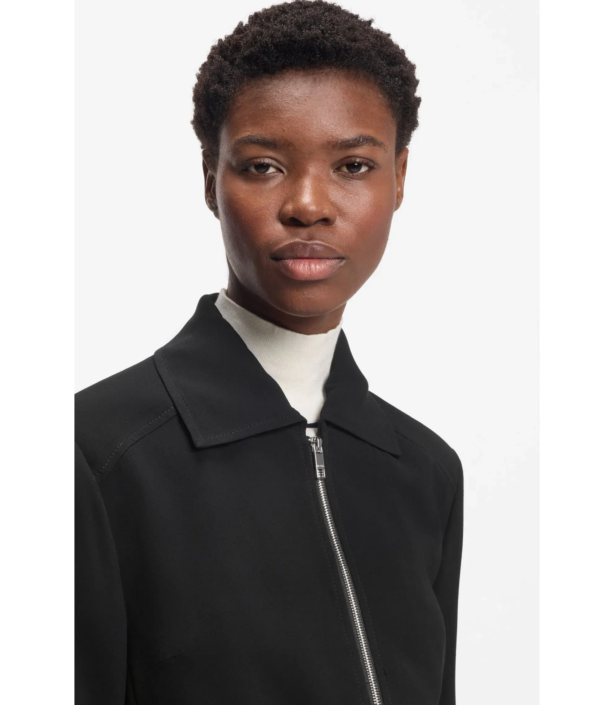 Boss Regular Fit Blazer In Soft Crepe Black Women's