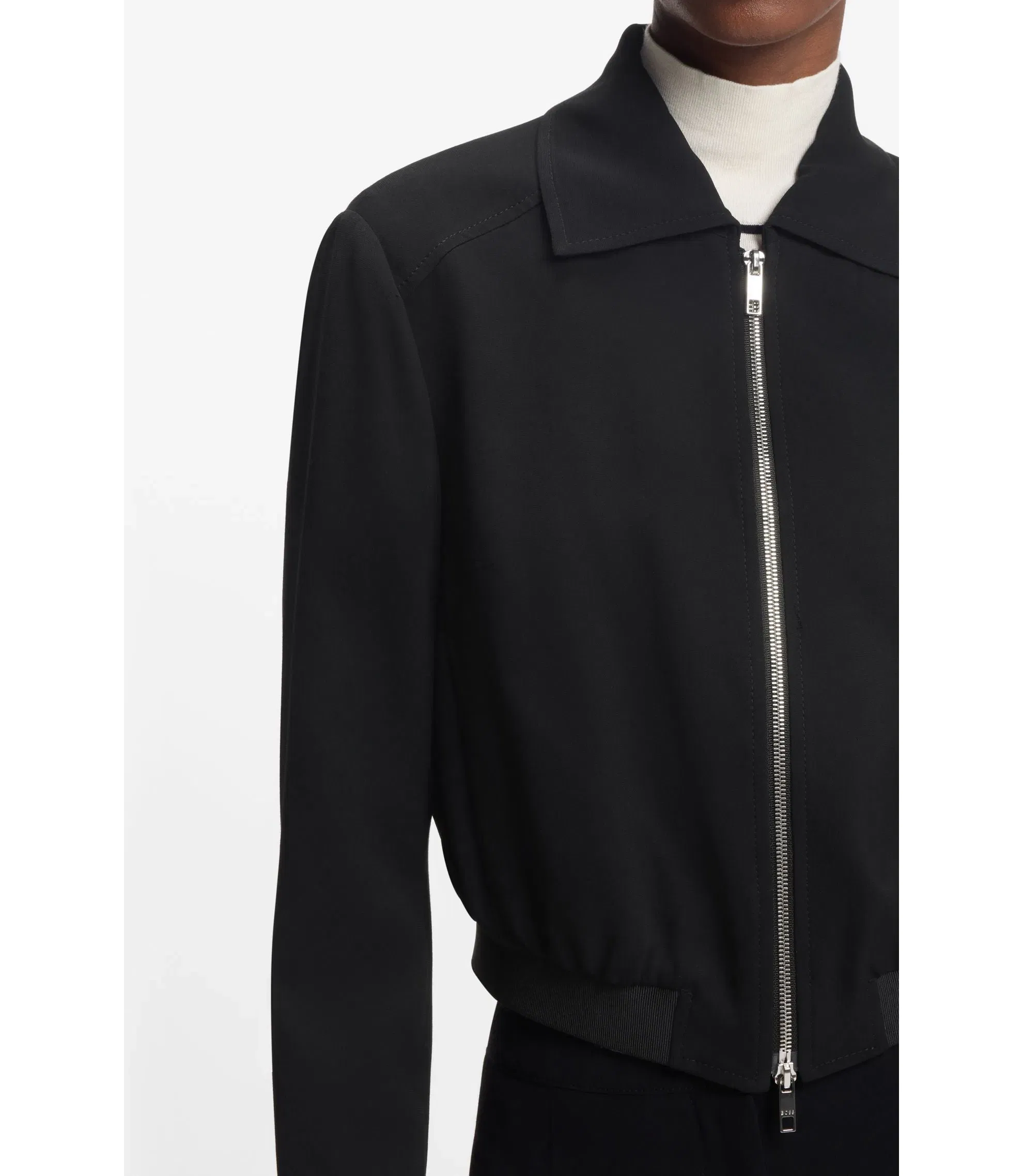 Boss Regular Fit Blazer In Soft Crepe Black Women's