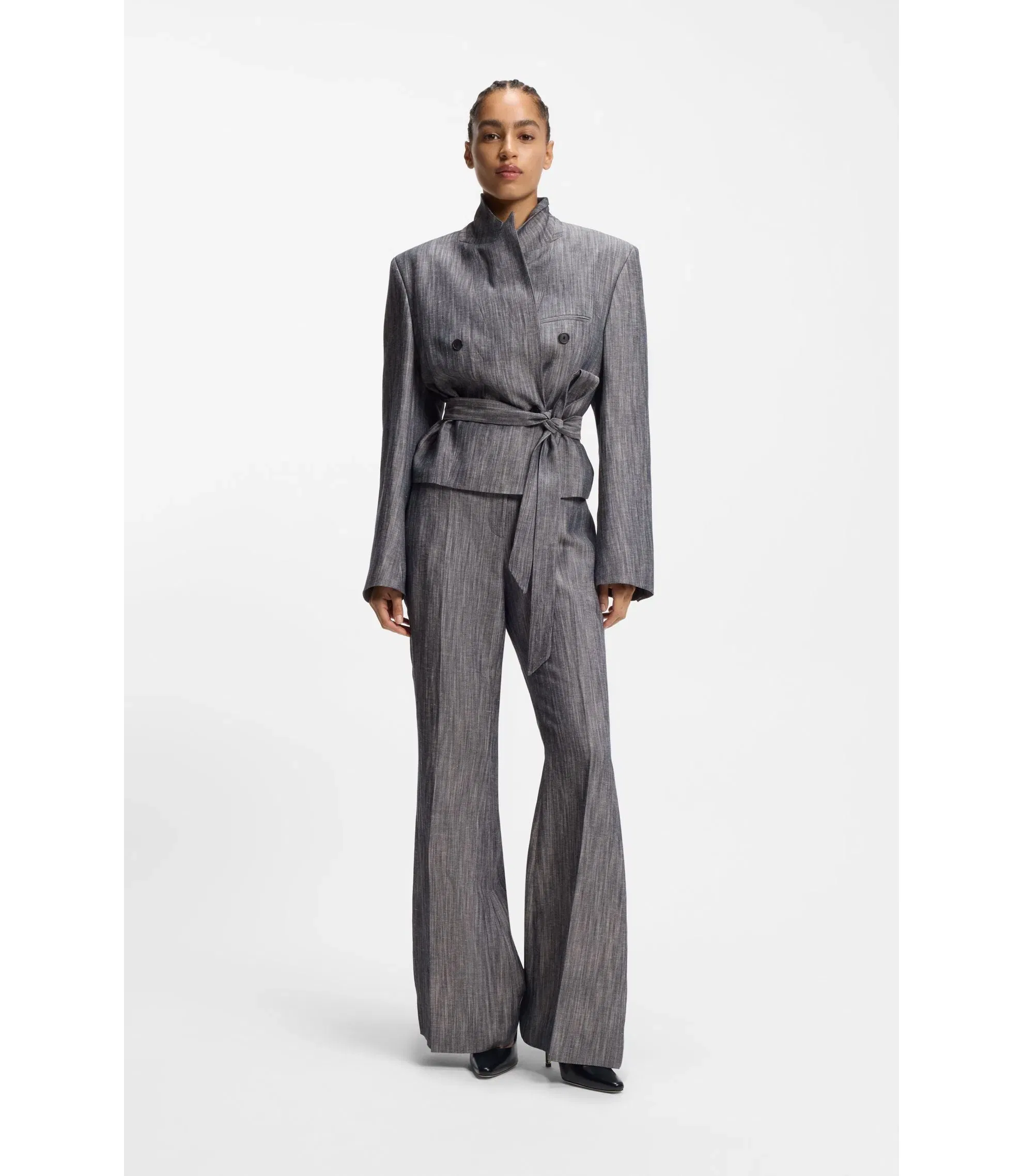 Boss Regular Fit Blazer In Melange Denim Patterned Women's