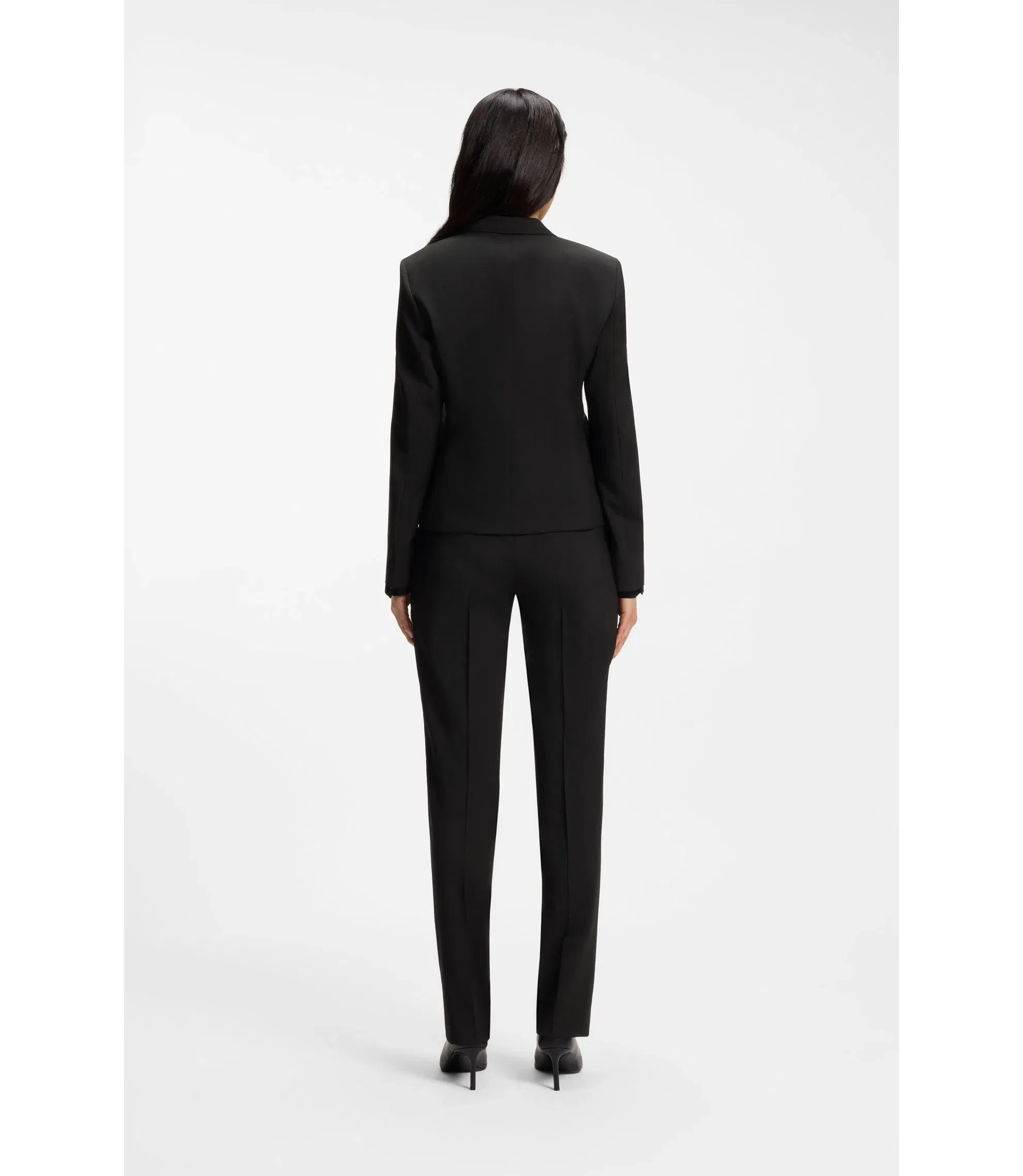 Boss Regular Fit Blazer In Italian Made Virgin Wool Black Women's