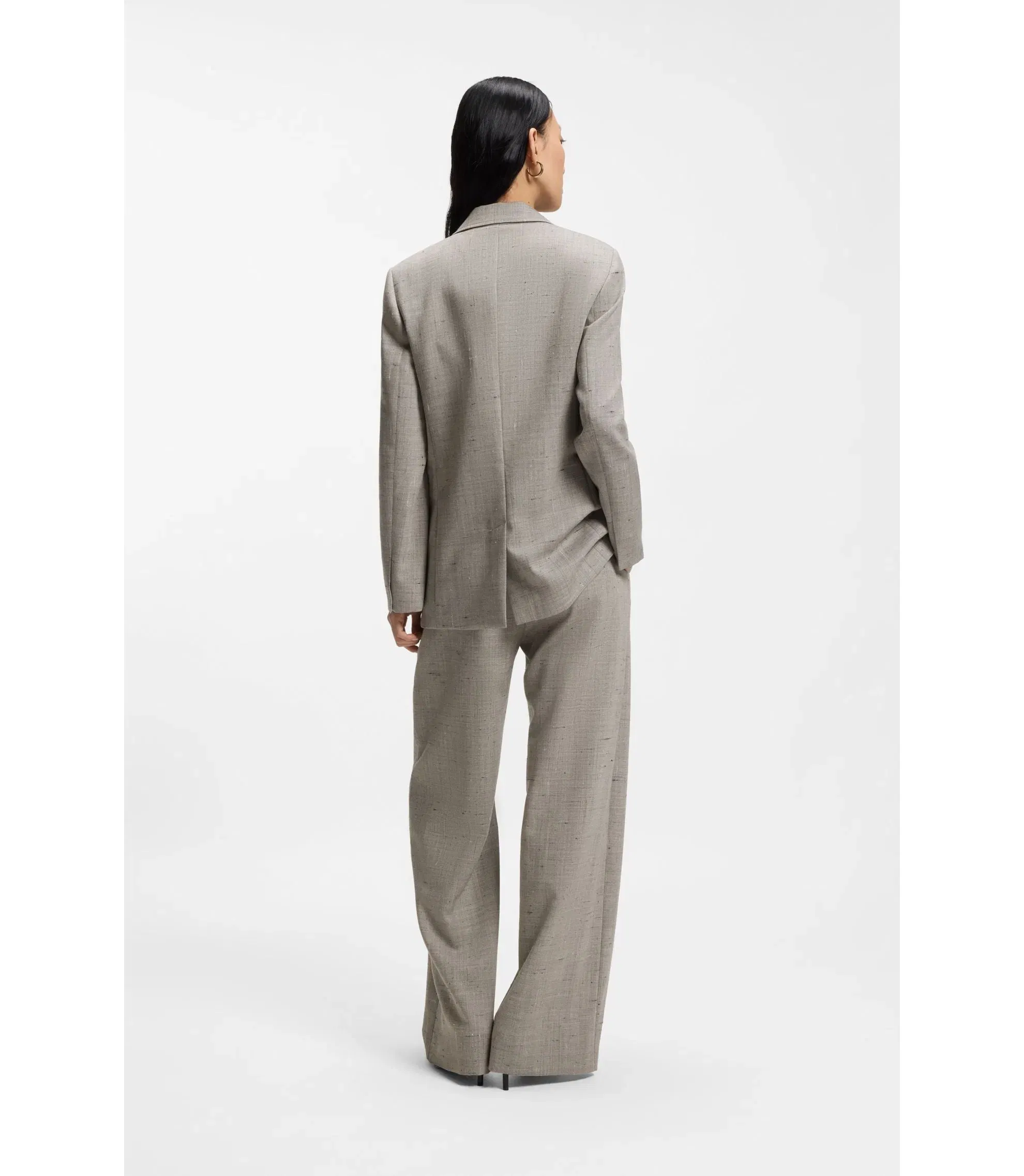 Boss Regular Fit Blazer In A Wool Blend Patterned Women's