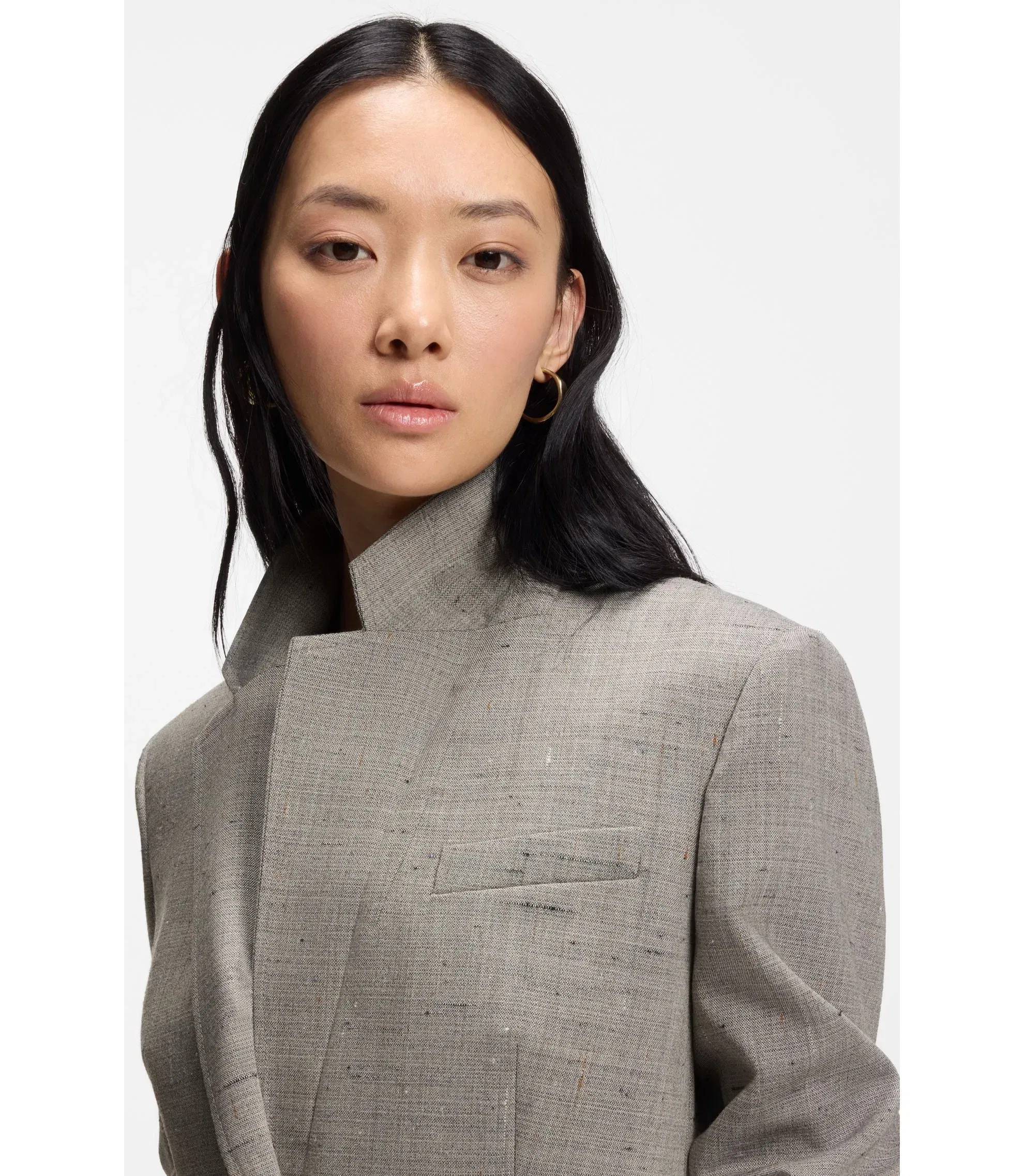 Boss Regular Fit Blazer In A Wool Blend Patterned Women's