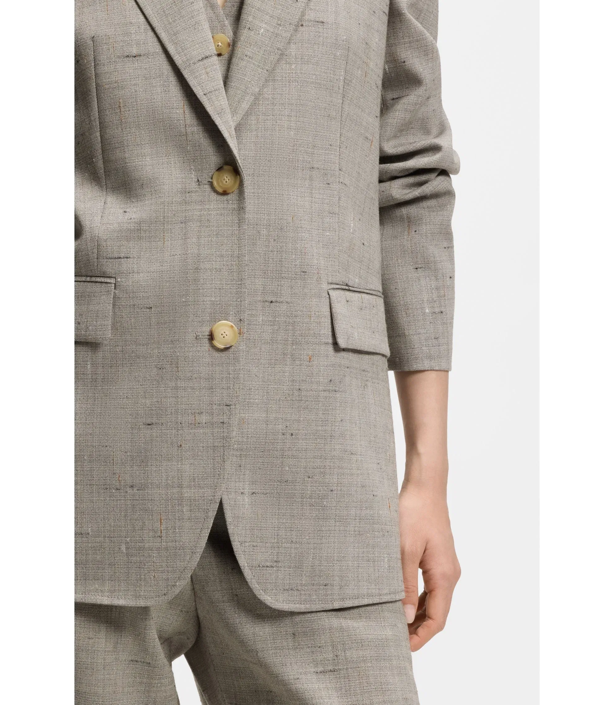 Boss Regular Fit Blazer In A Wool Blend Patterned Women's