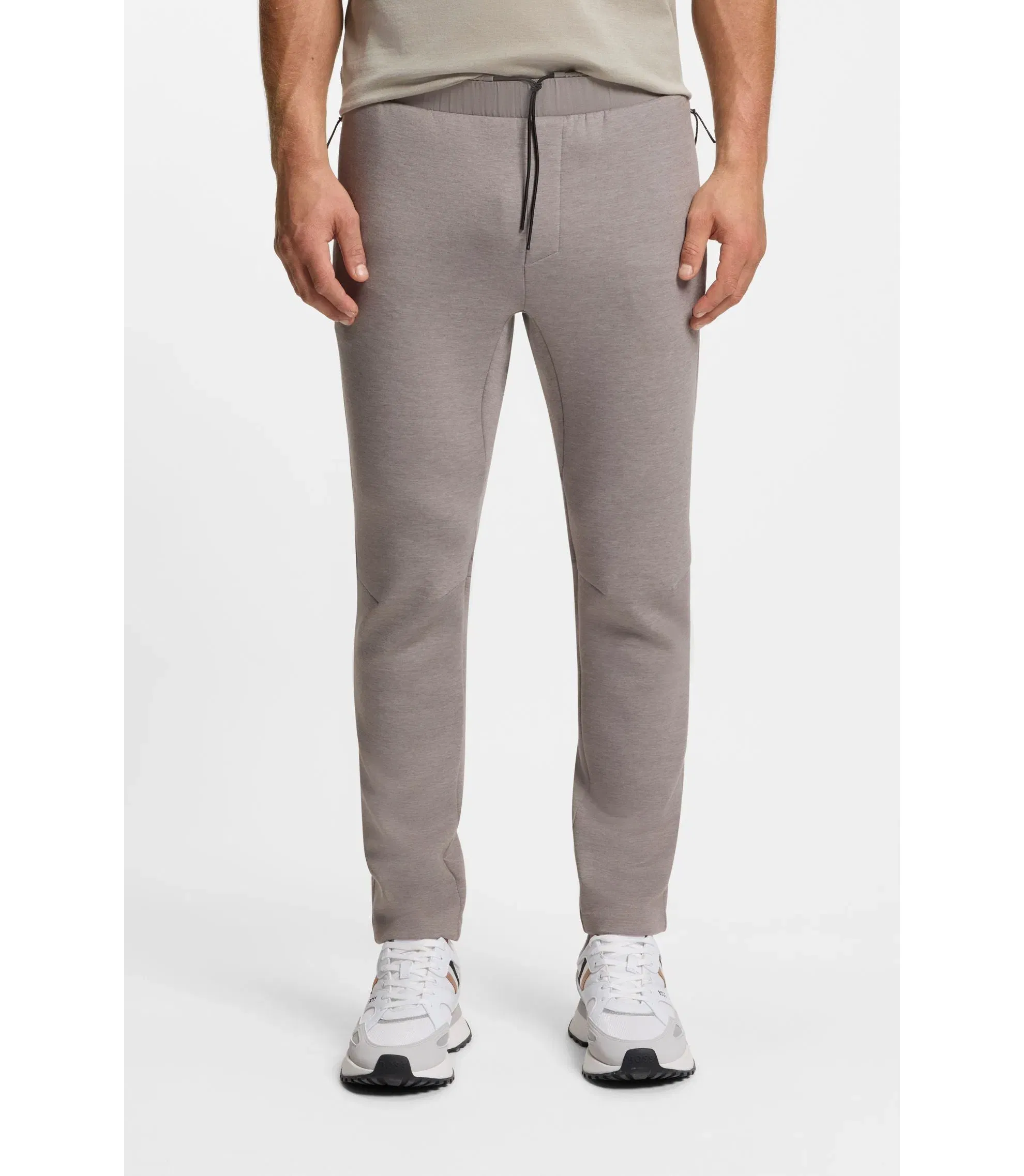 Boss Reflective Detail Tracksuit Bottoms In A Regular Fit Light Grey