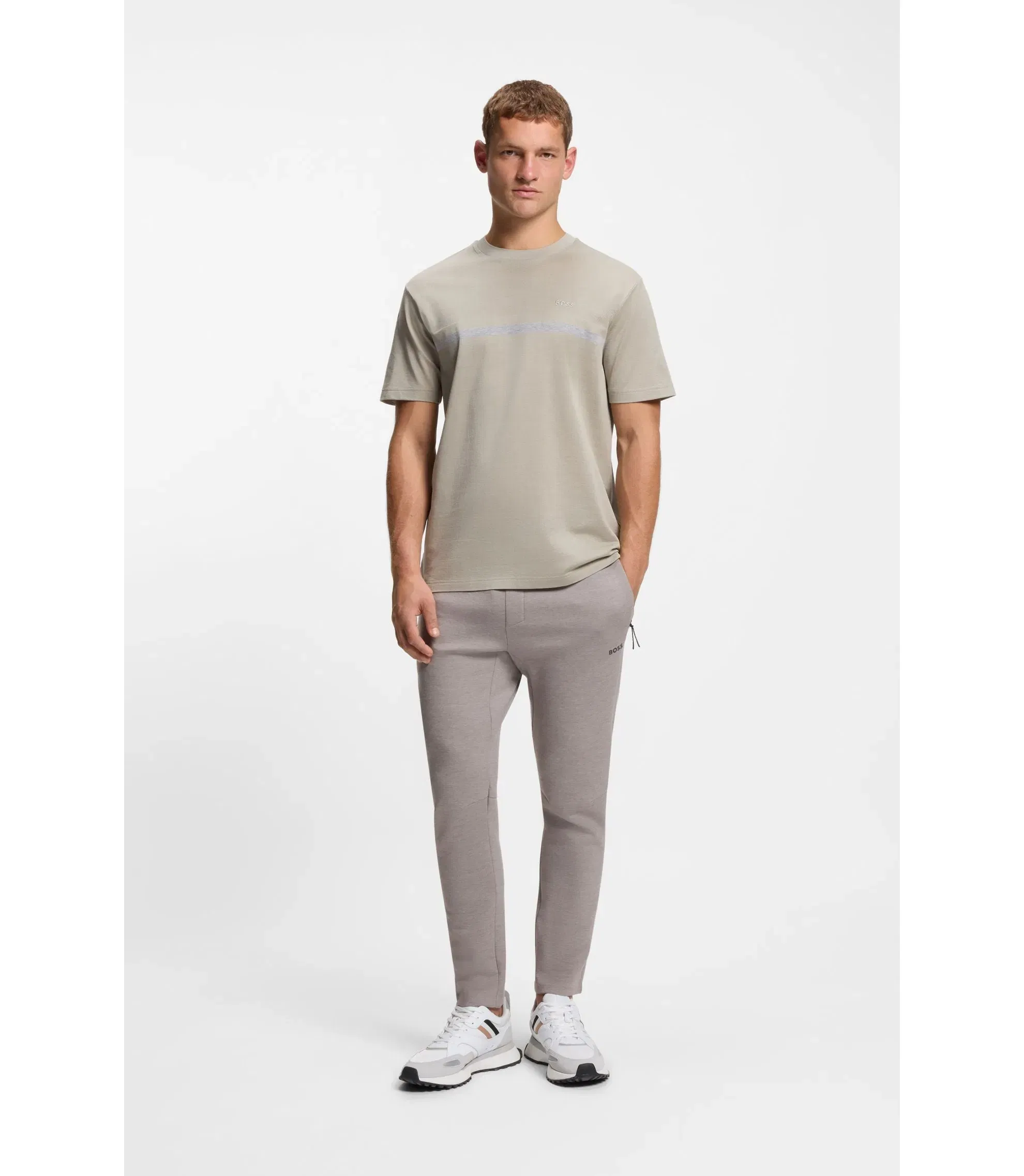 Boss Reflective Detail Tracksuit Bottoms In A Regular Fit Light Grey