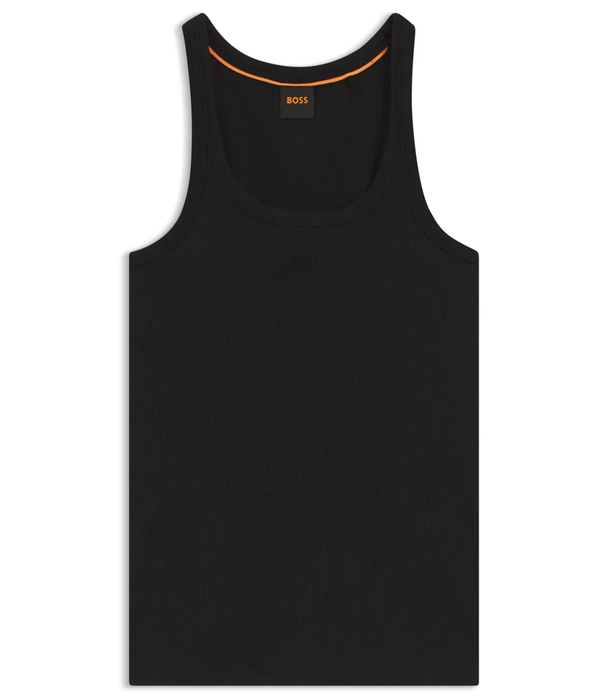 Boss Racer Back Tank Top In Stretch Cotton Black Women's