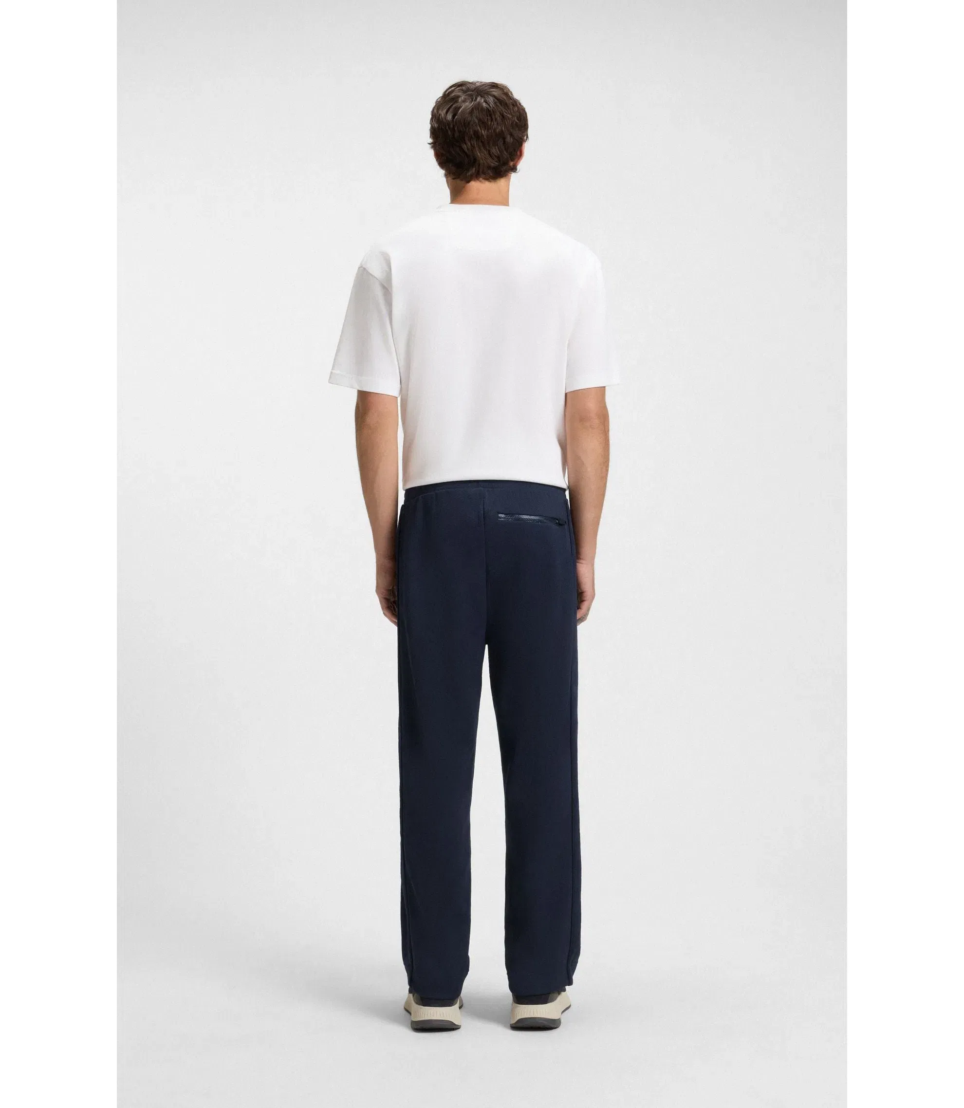 Boss Quilted Jacquard Tracksuit Bottoms In A Regular Fit Dark Blue