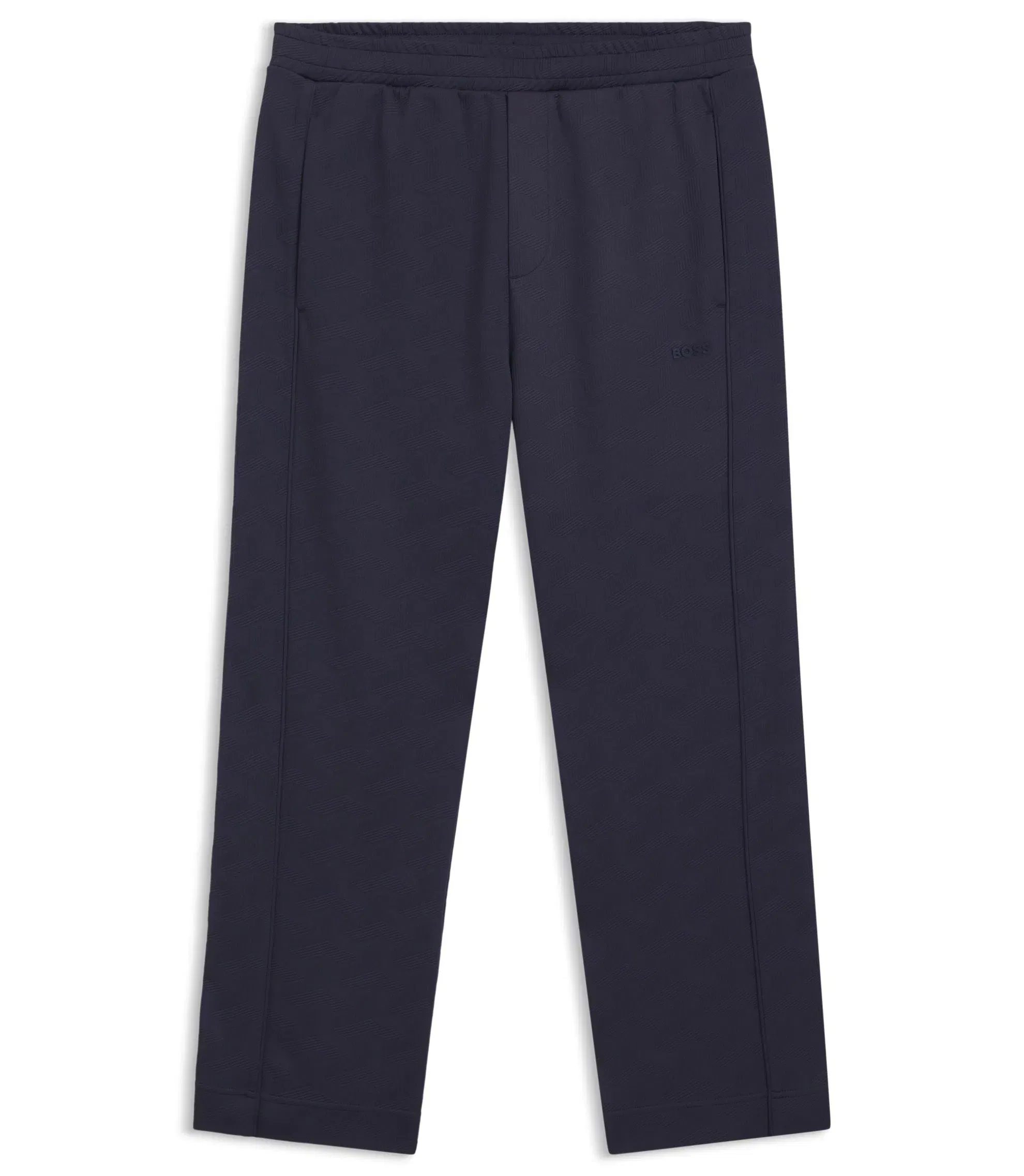 Boss Quilted Jacquard Tracksuit Bottoms In A Regular Fit Dark Blue