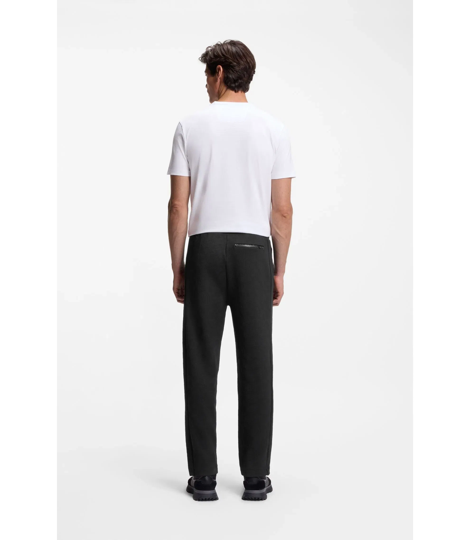 Boss Quilted Jacquard Tracksuit Bottoms In A Regular Fit Black