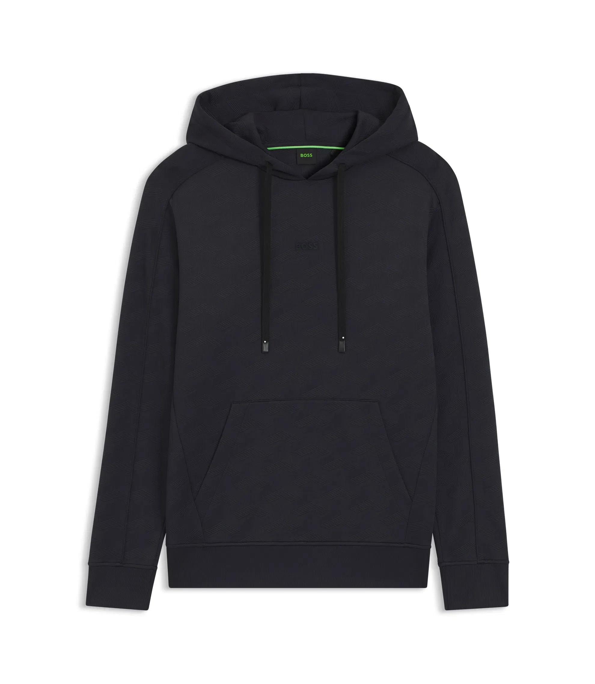 Boss Quilted Jacquard Hoodie In A Regular Fit Dark Blue