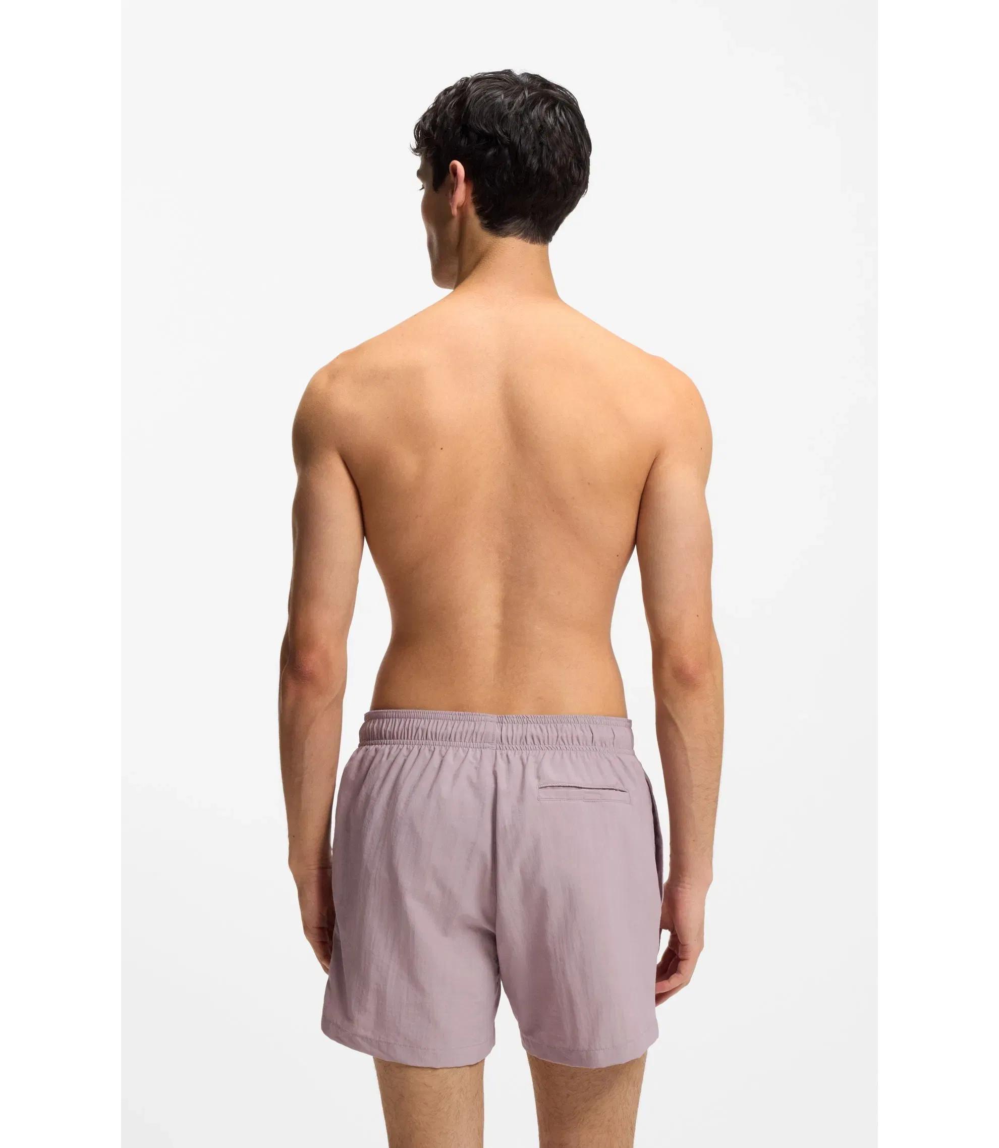 Hugo Quick Dry Swim Shorts With Printed Stacked Logo Light Pink