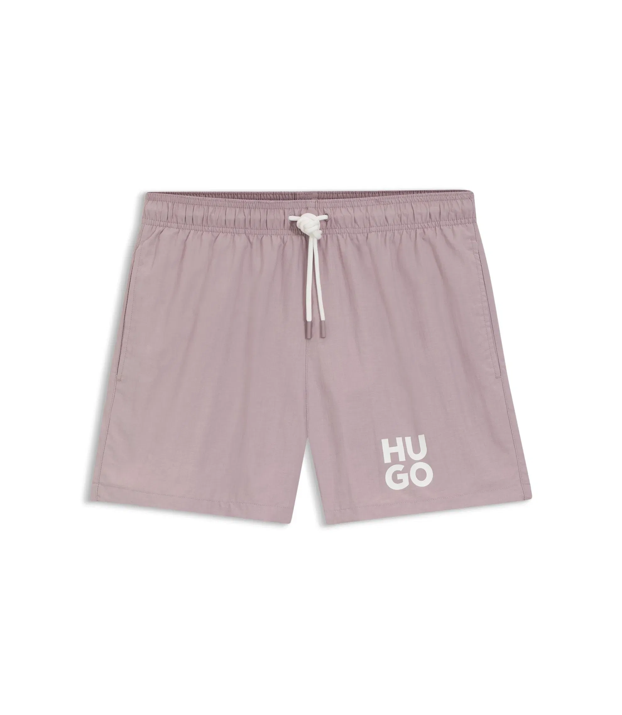 Hugo Quick Dry Swim Shorts With Printed Stacked Logo Light Pink