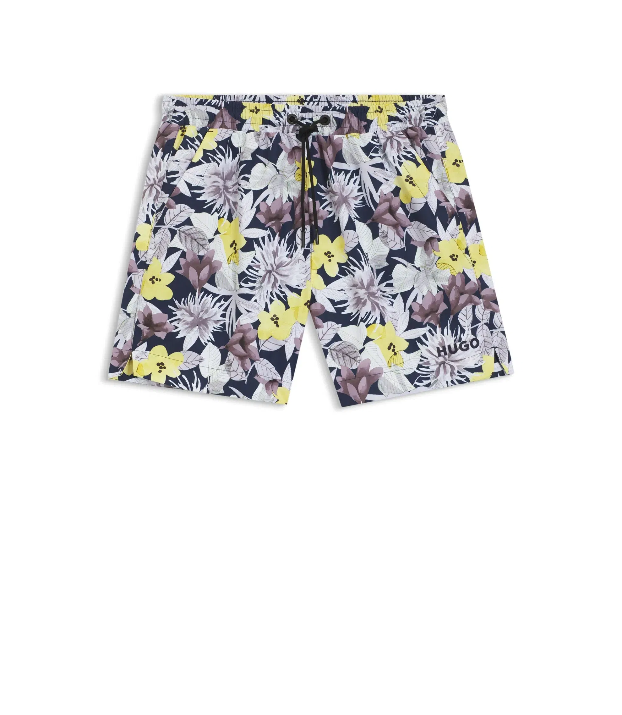 Hugo Quick Dry Swim Shorts With All Over Print Light Yellow