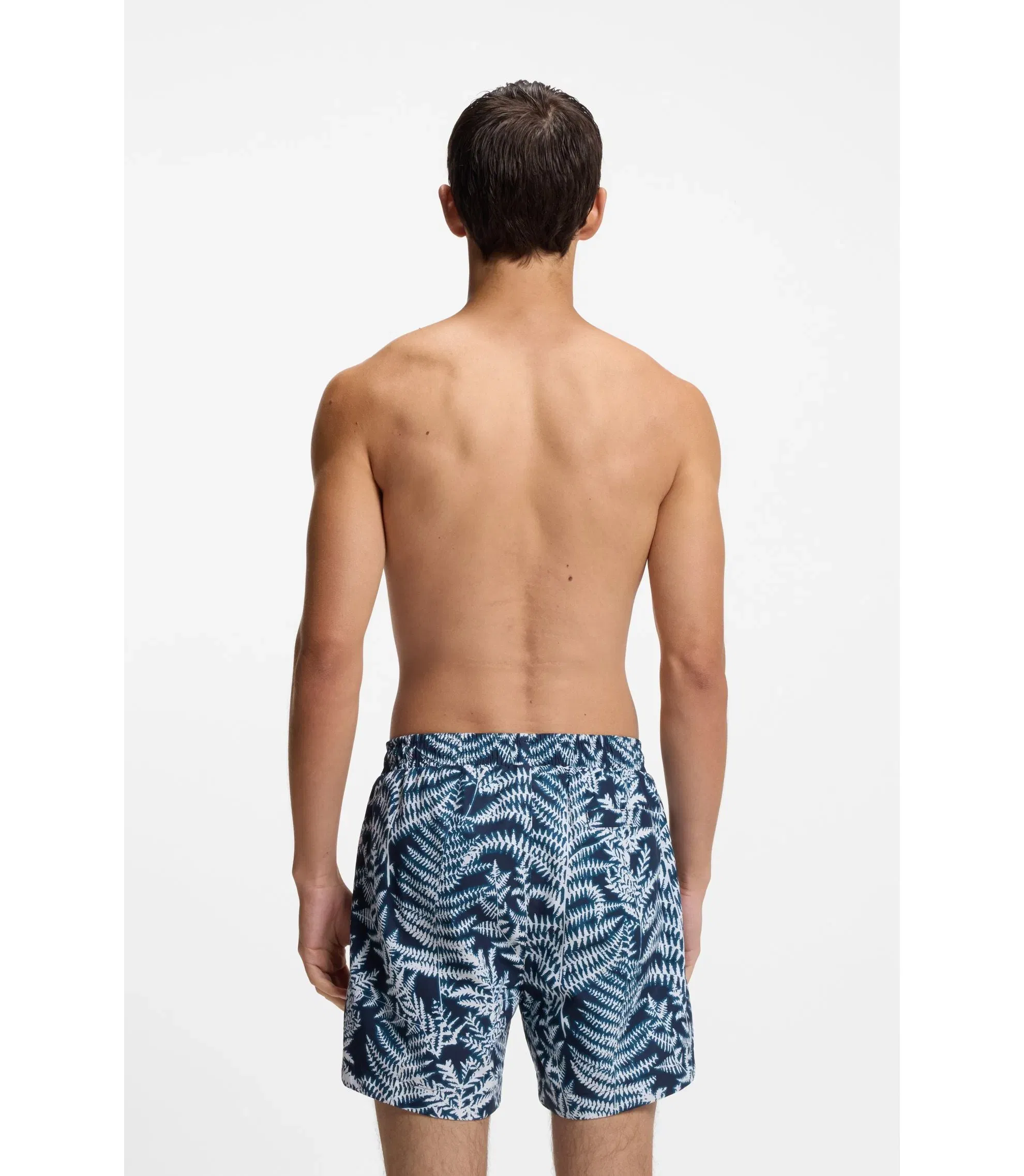 Hugo Quick Dry Swim Shorts With All Over Print Light Blue