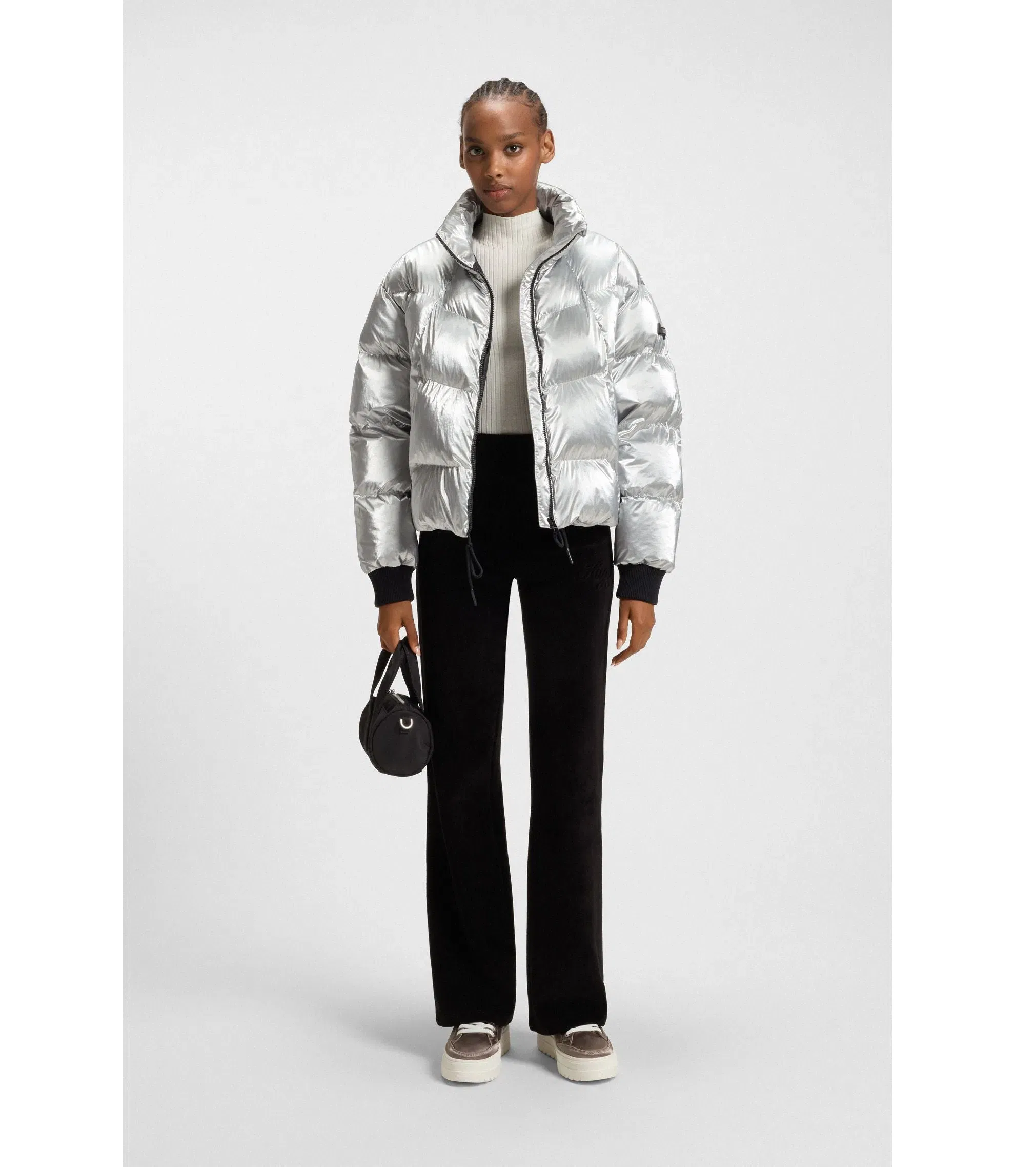 Hugo Puffer Jacket With Silicone Logo Badge Patterned Women's