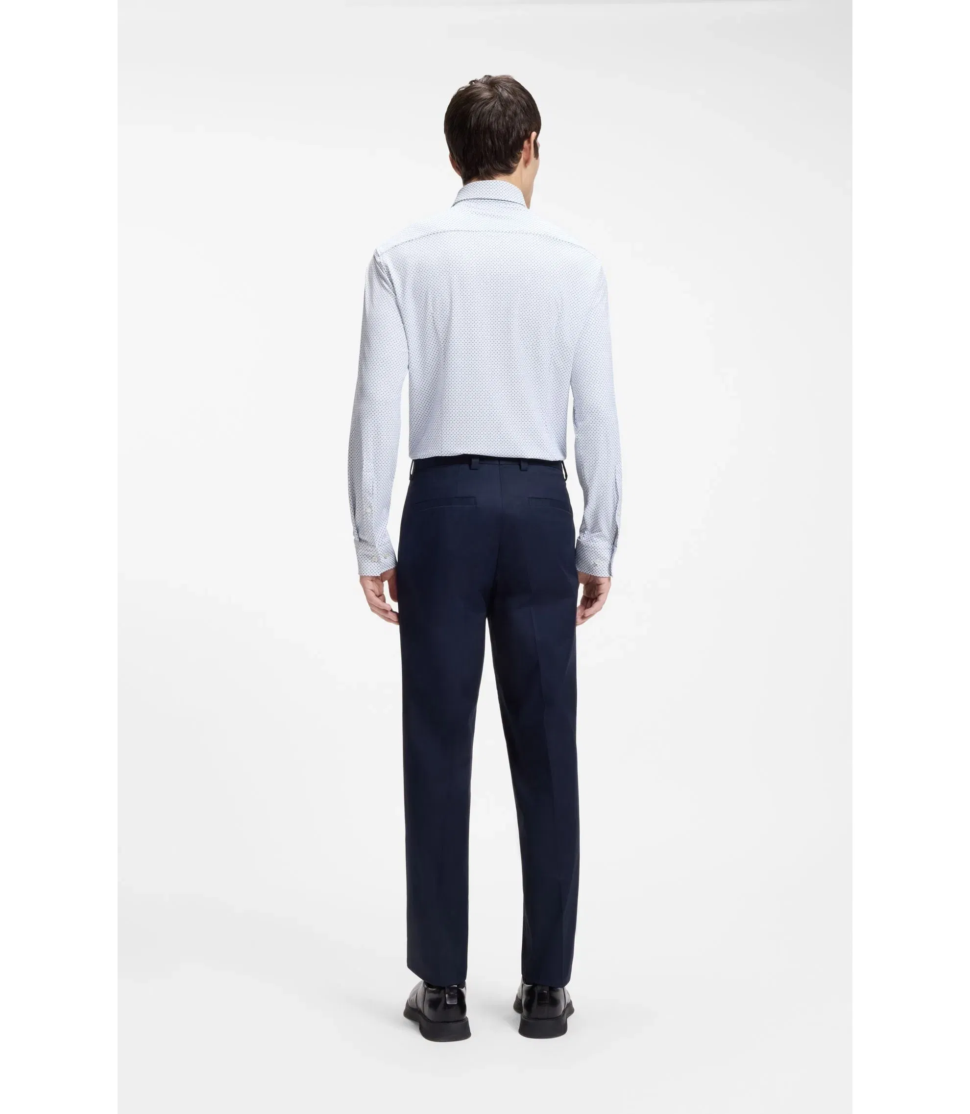 Hugo Printed Slim Fit Shirt In Stretch Jersey White