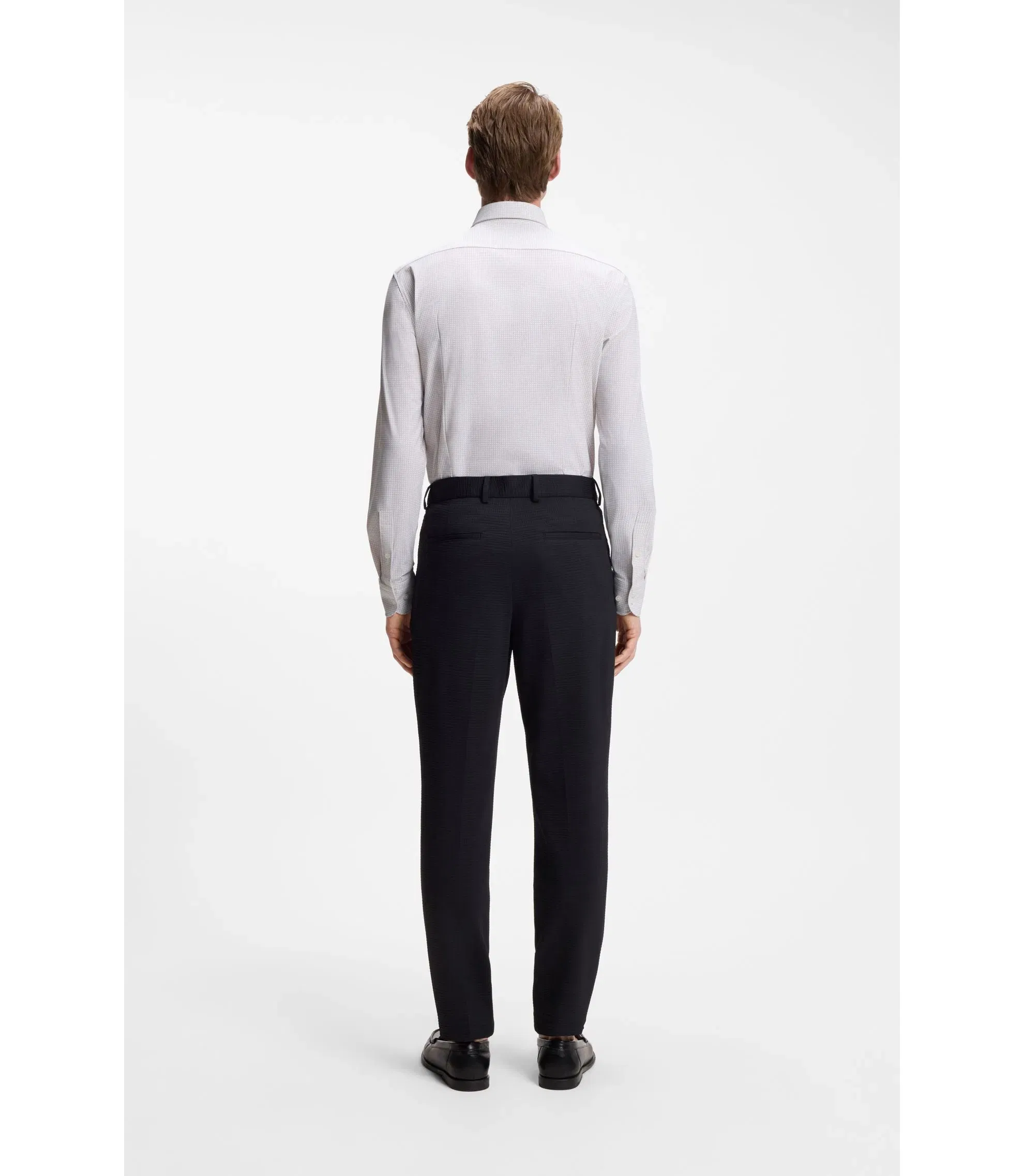 Boss Printed Slim Fit Shirt In Performance Stretch Jersey Light Beige