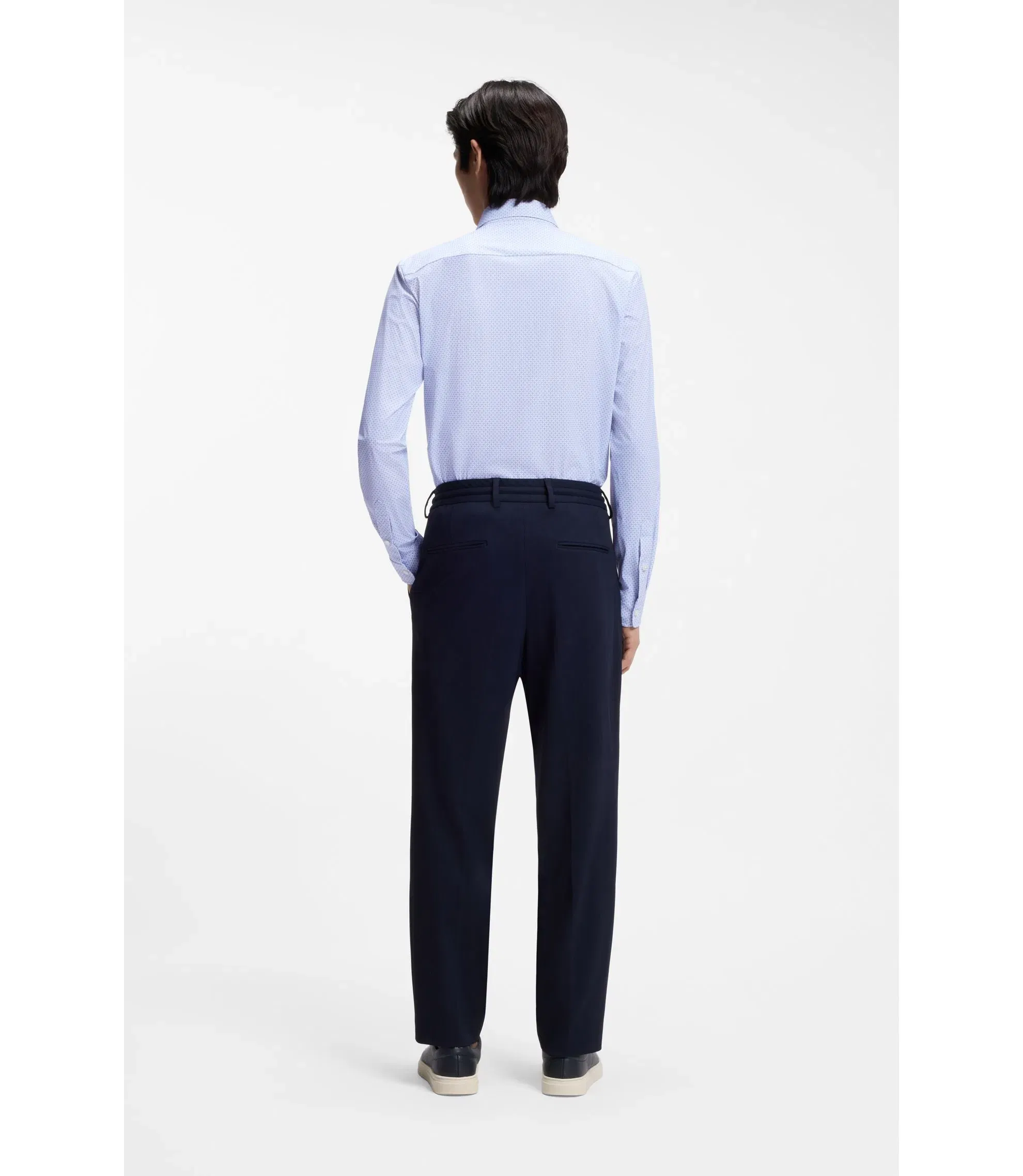 Boss Printed Slim Fit Shirt In Performance Stretch Jersey Light Purple