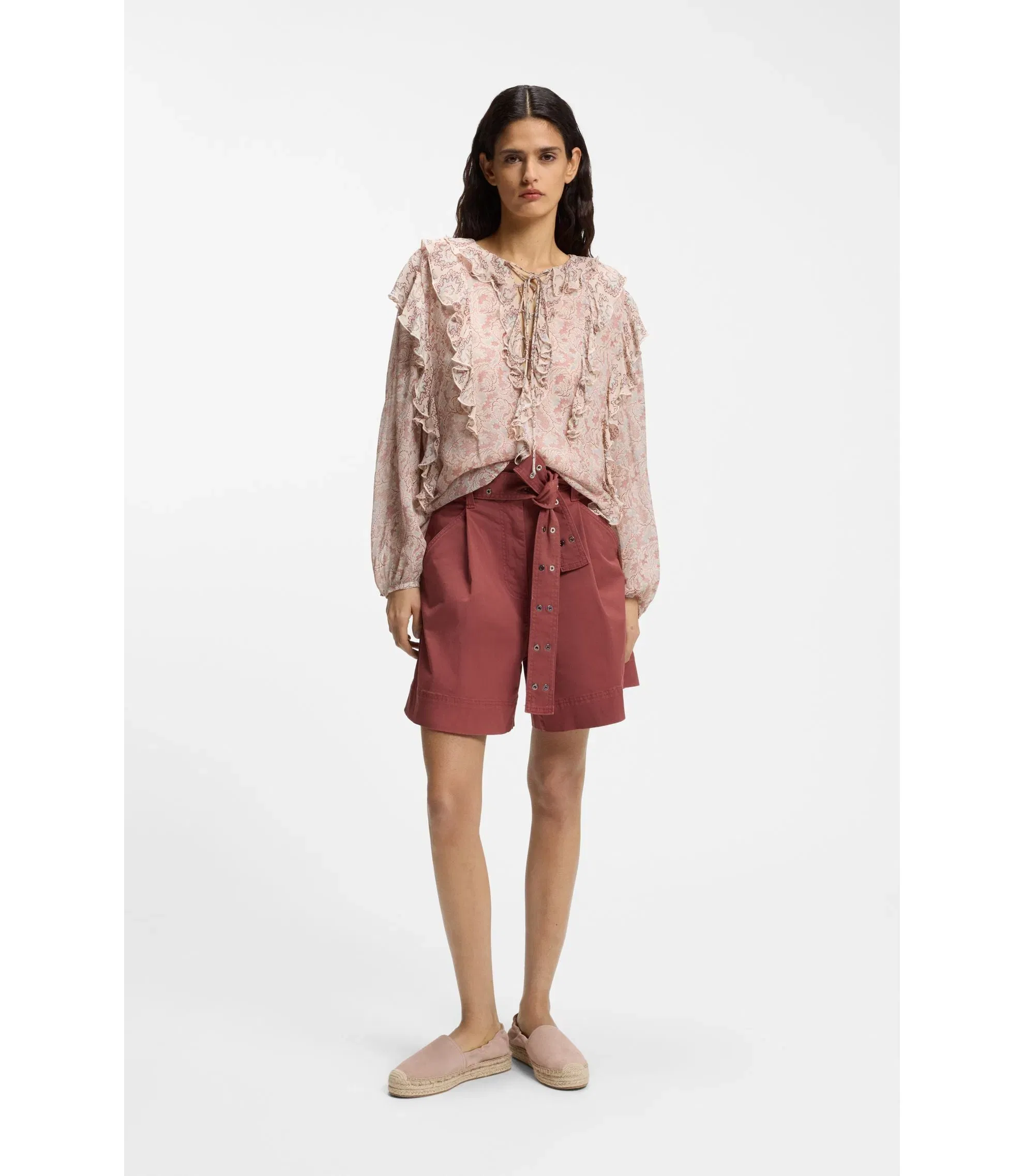 Boss Printed Regular Fit Blouse In Crepe Georgette Patterned Women's