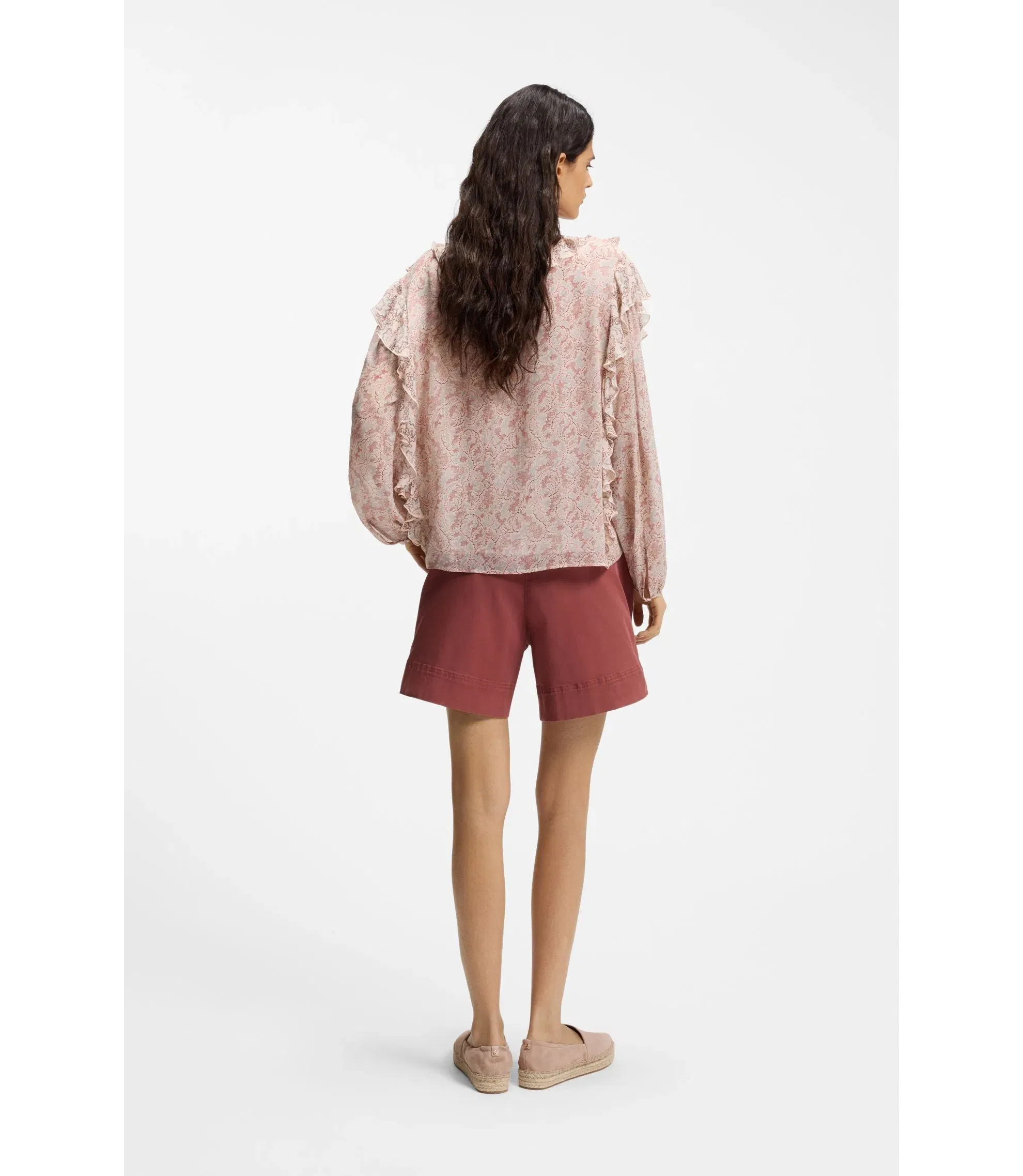 Boss Printed Regular Fit Blouse In Crepe Georgette Patterned Women's