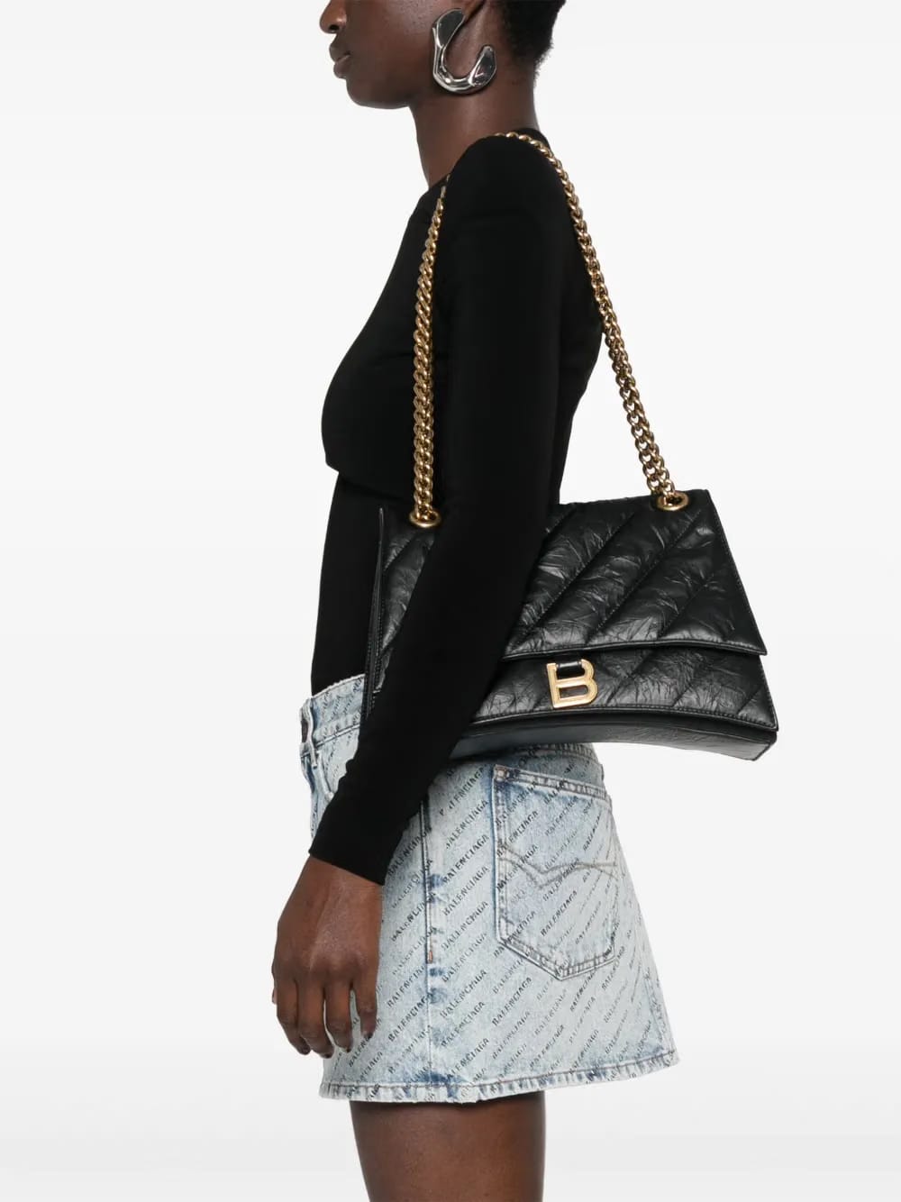 Crush quilted shoulder bag