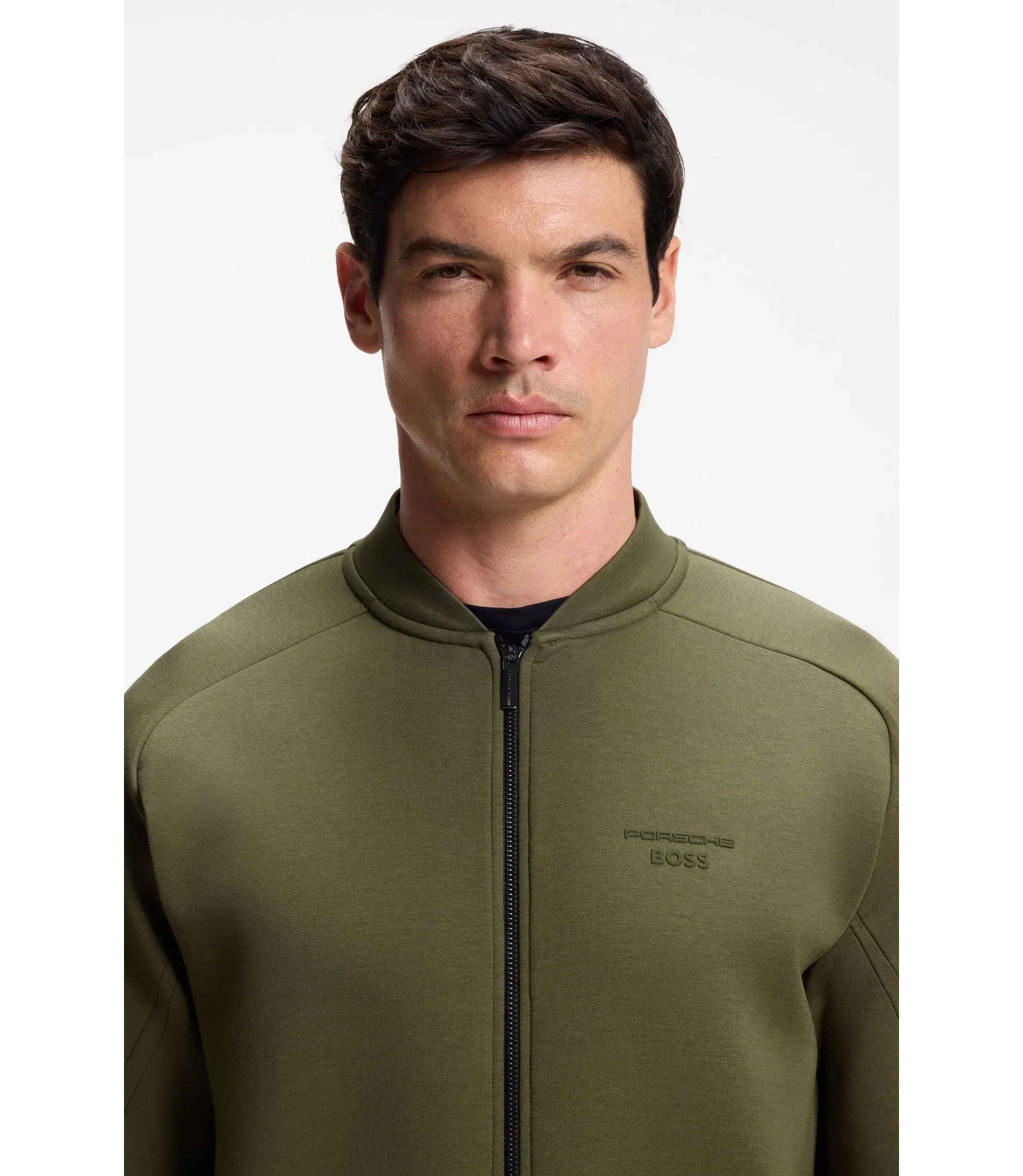 Boss Porsche X Boss Zipper Up Sweatshirt With Embossed Artwork Light Green