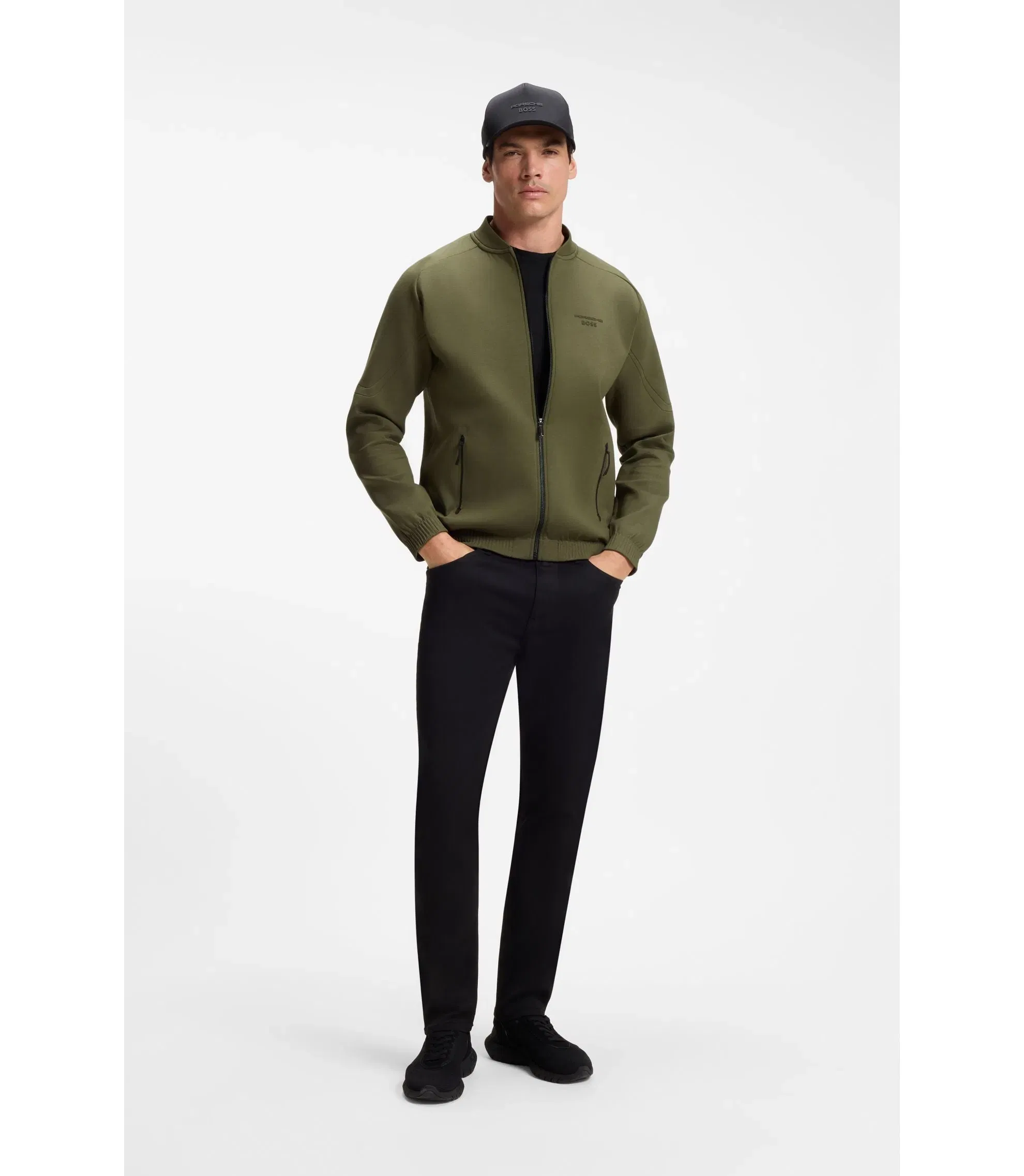 Boss Porsche X Boss Zipper Up Sweatshirt With Embossed Artwork Light Green