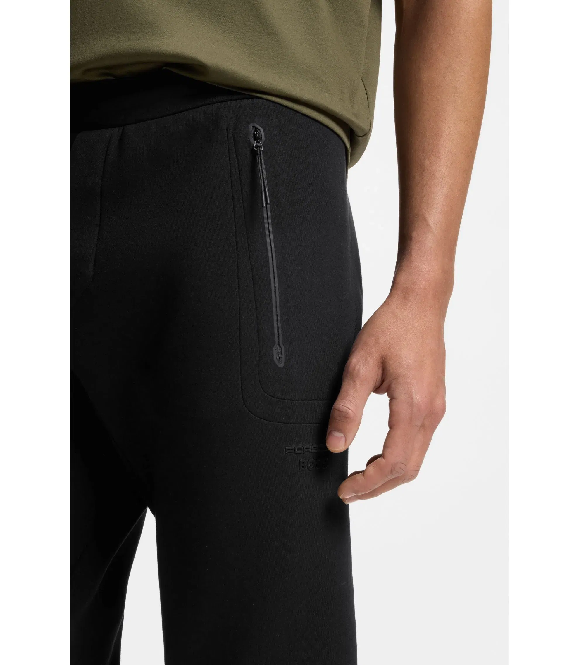 Boss Porsche X Boss Track Pants With Tonal Reflective Branding Black