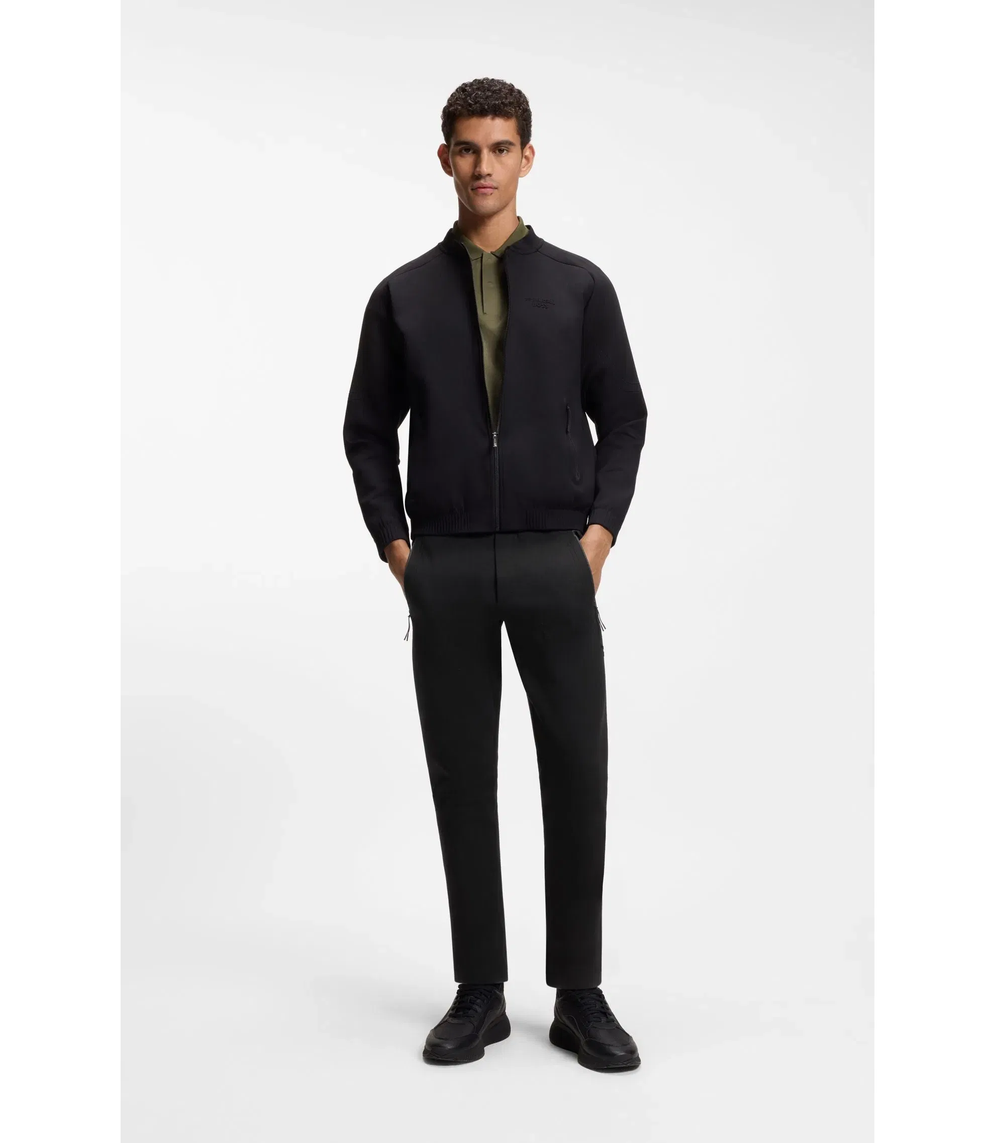 Boss Porsche X Boss Track Pants With Tonal Reflective Branding Black