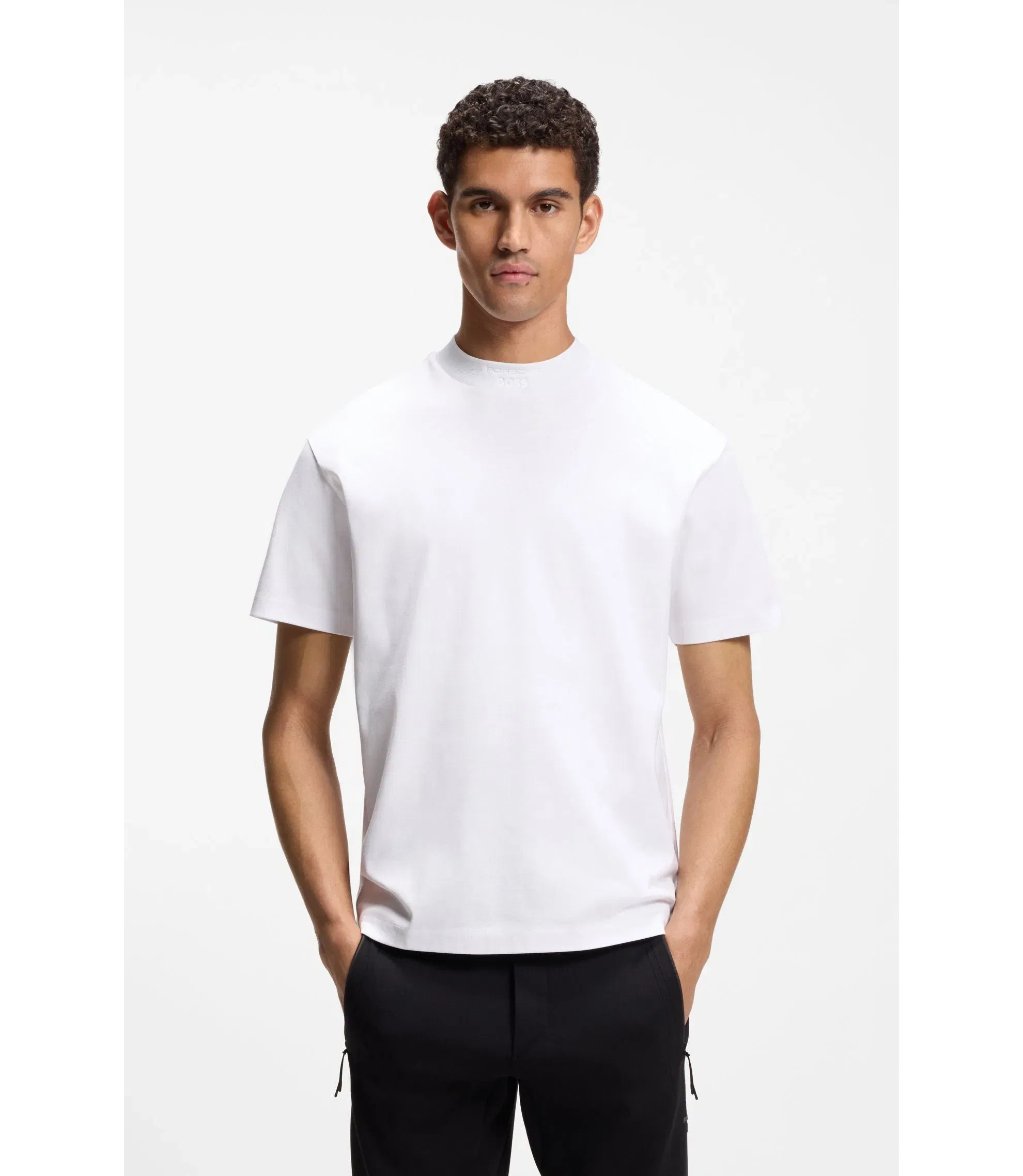 Boss Porsche X Boss Relaxed Fit T Shirt With Logo Collar White