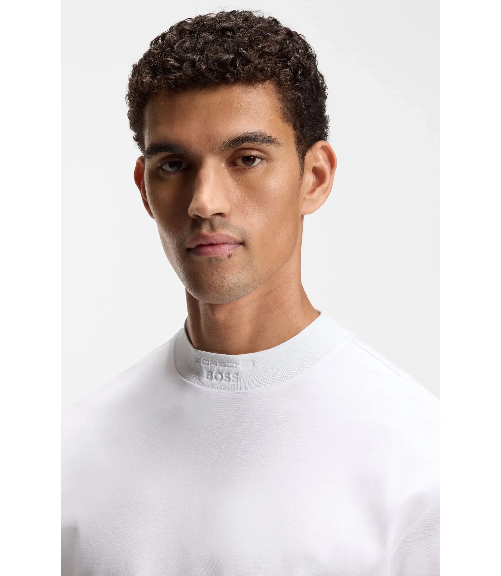 Boss Porsche X Boss Relaxed Fit T Shirt With Logo Collar White