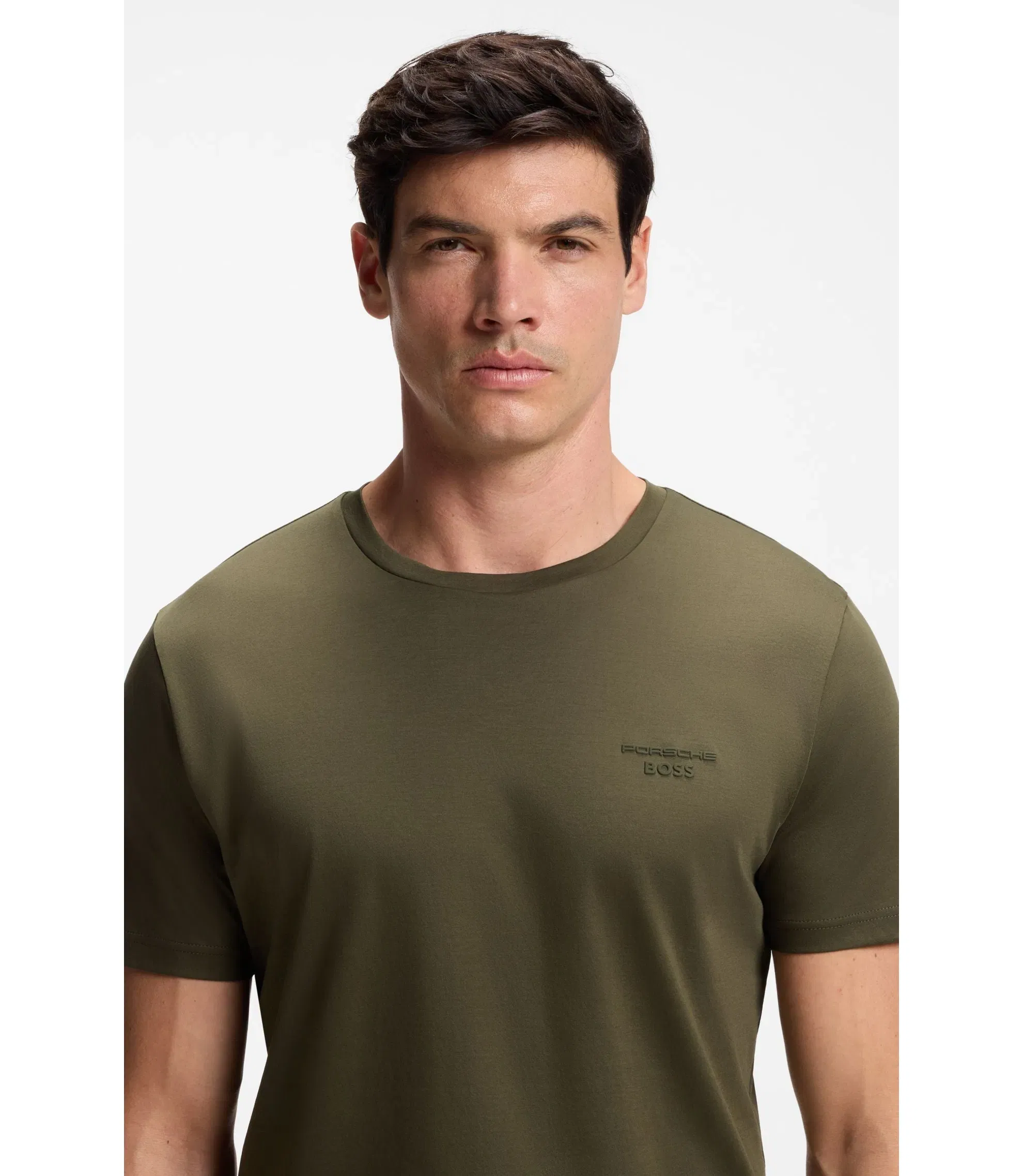 Boss Porsche X Boss Mercerized Cotton T Shirt With Reflective Branding Light Green