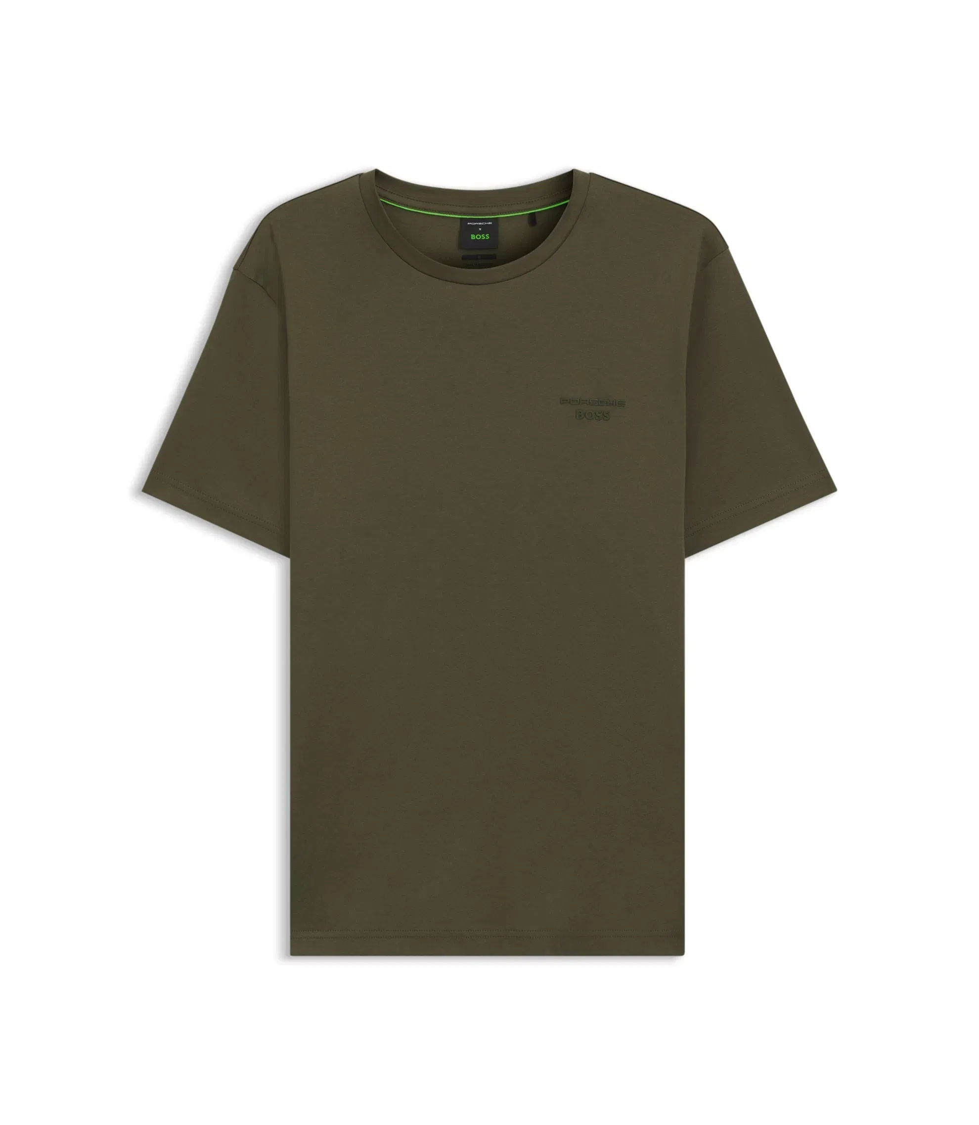 Boss Porsche X Boss Mercerized Cotton T Shirt With Reflective Branding Light Green
