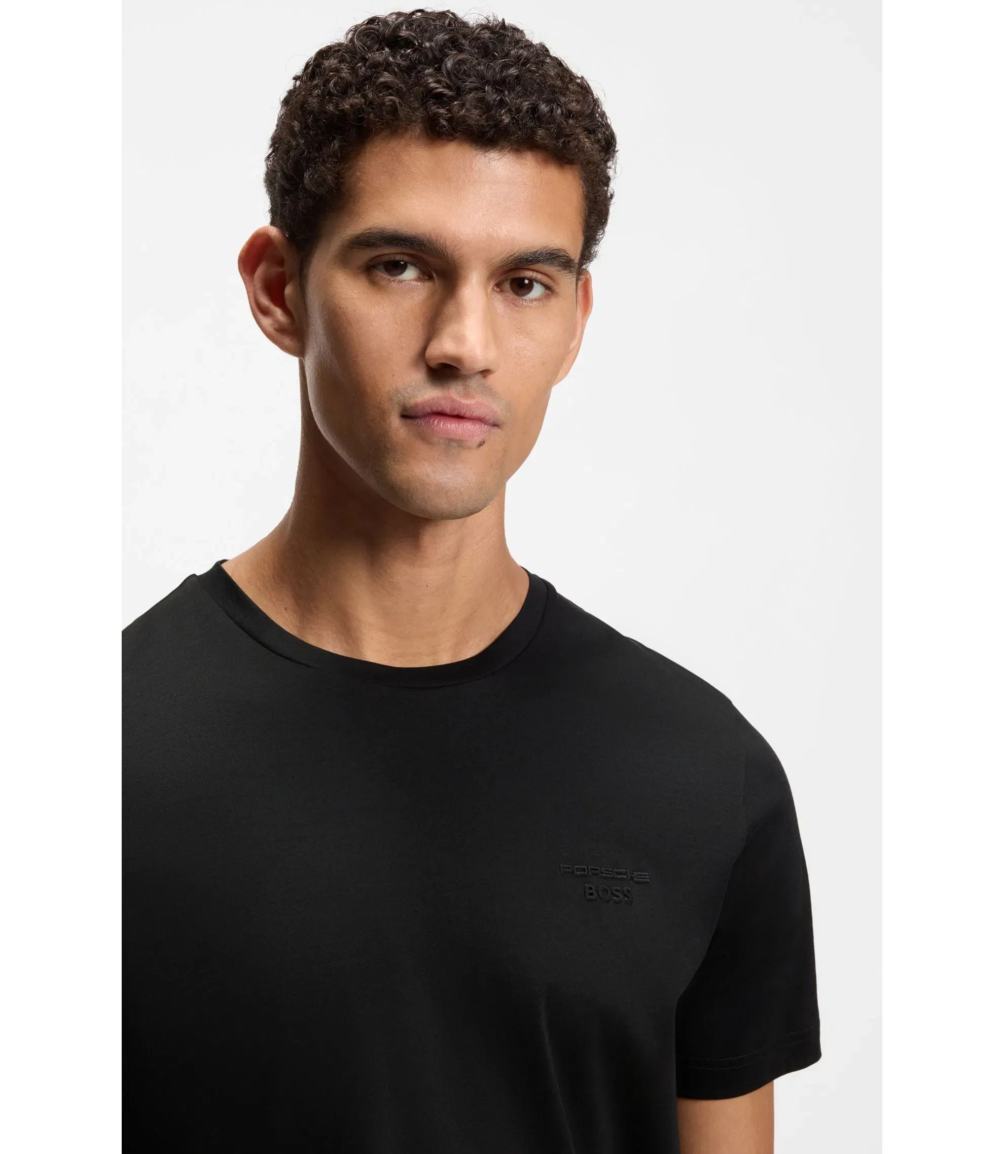 Boss Porsche X Boss Mercerized Cotton T Shirt With Reflective Branding Black