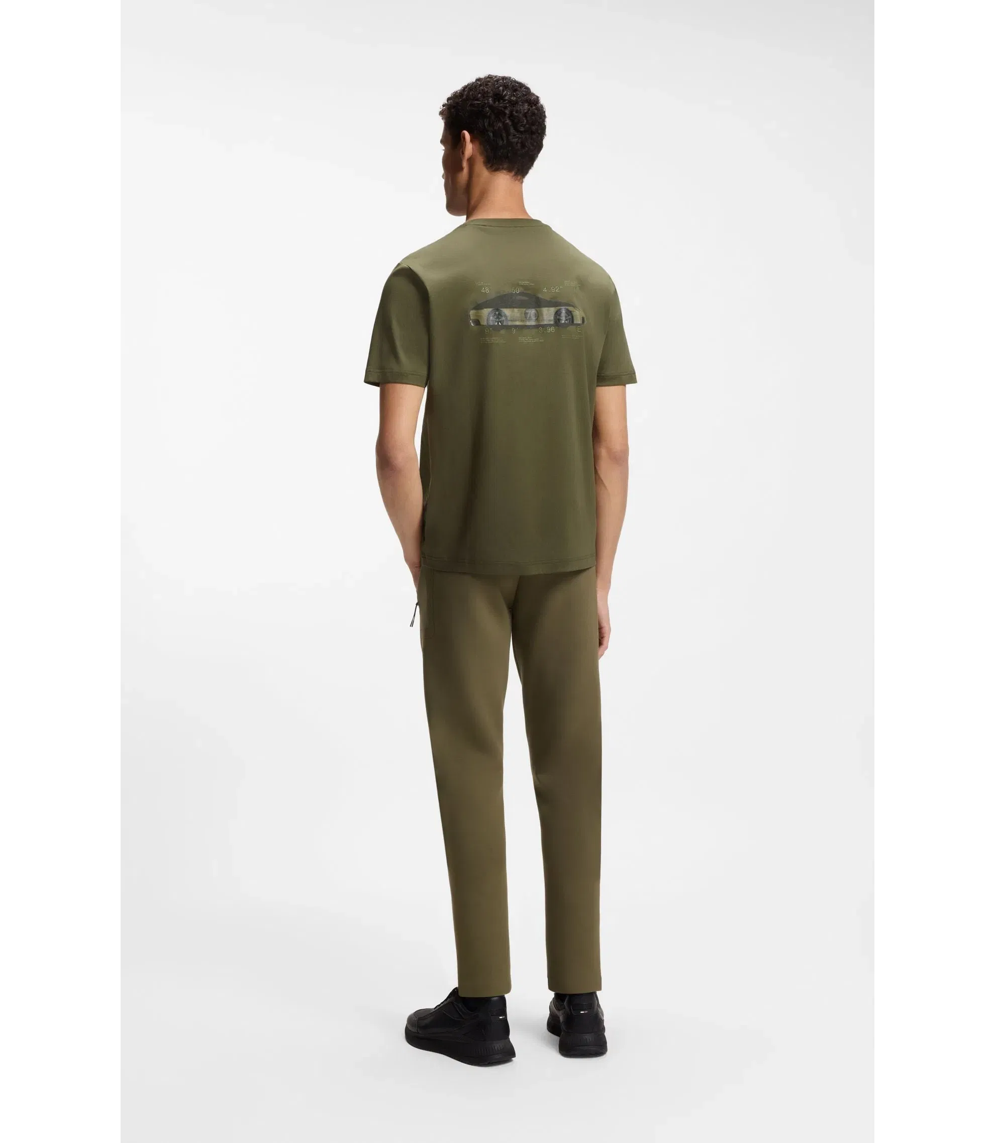 Boss Porsche X Boss Mercerized Cotton T Shirt With Rear Graphics Light Green