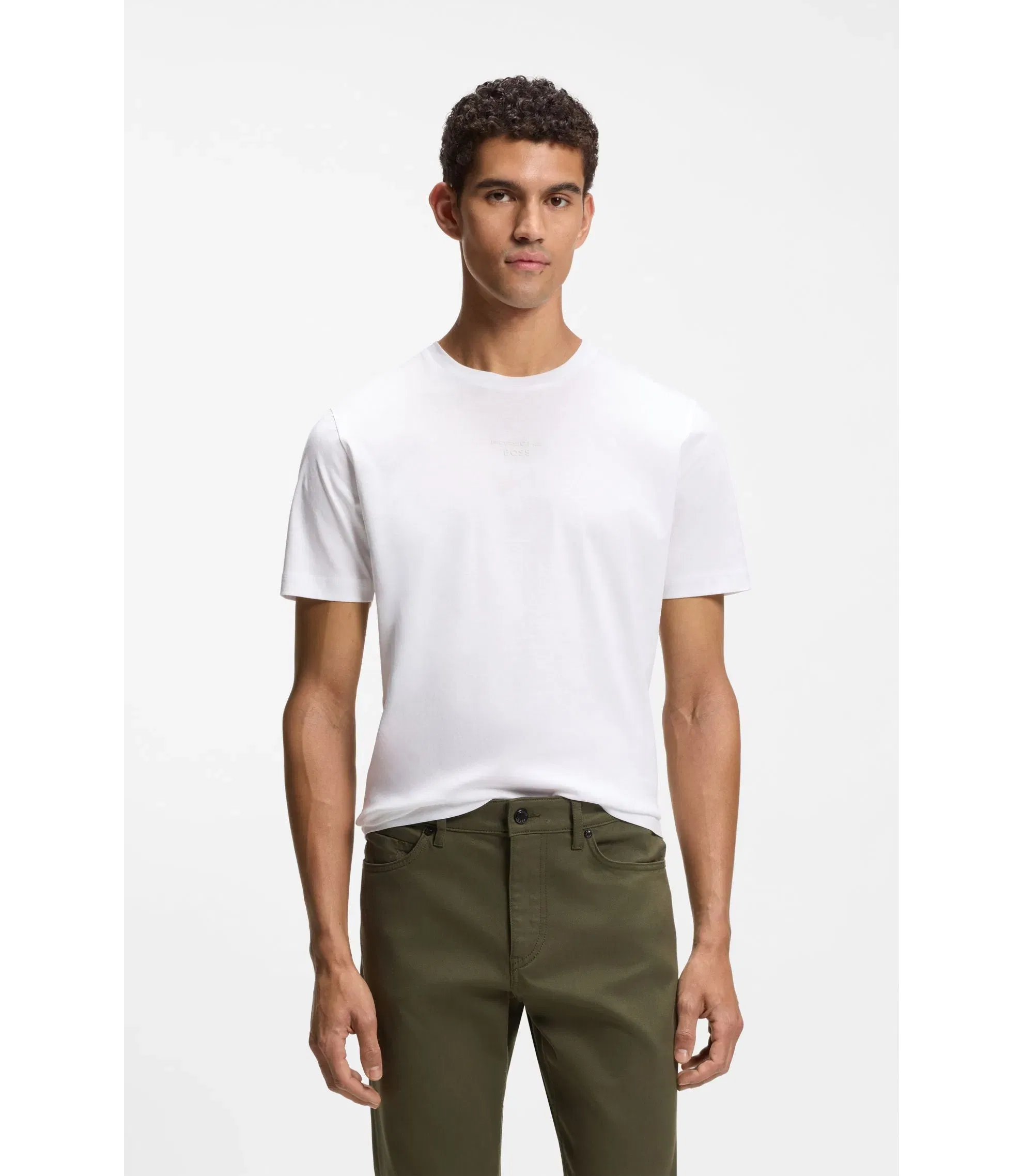 Boss Porsche X Boss Mercerized Cotton T Shirt With Rear Graphics White