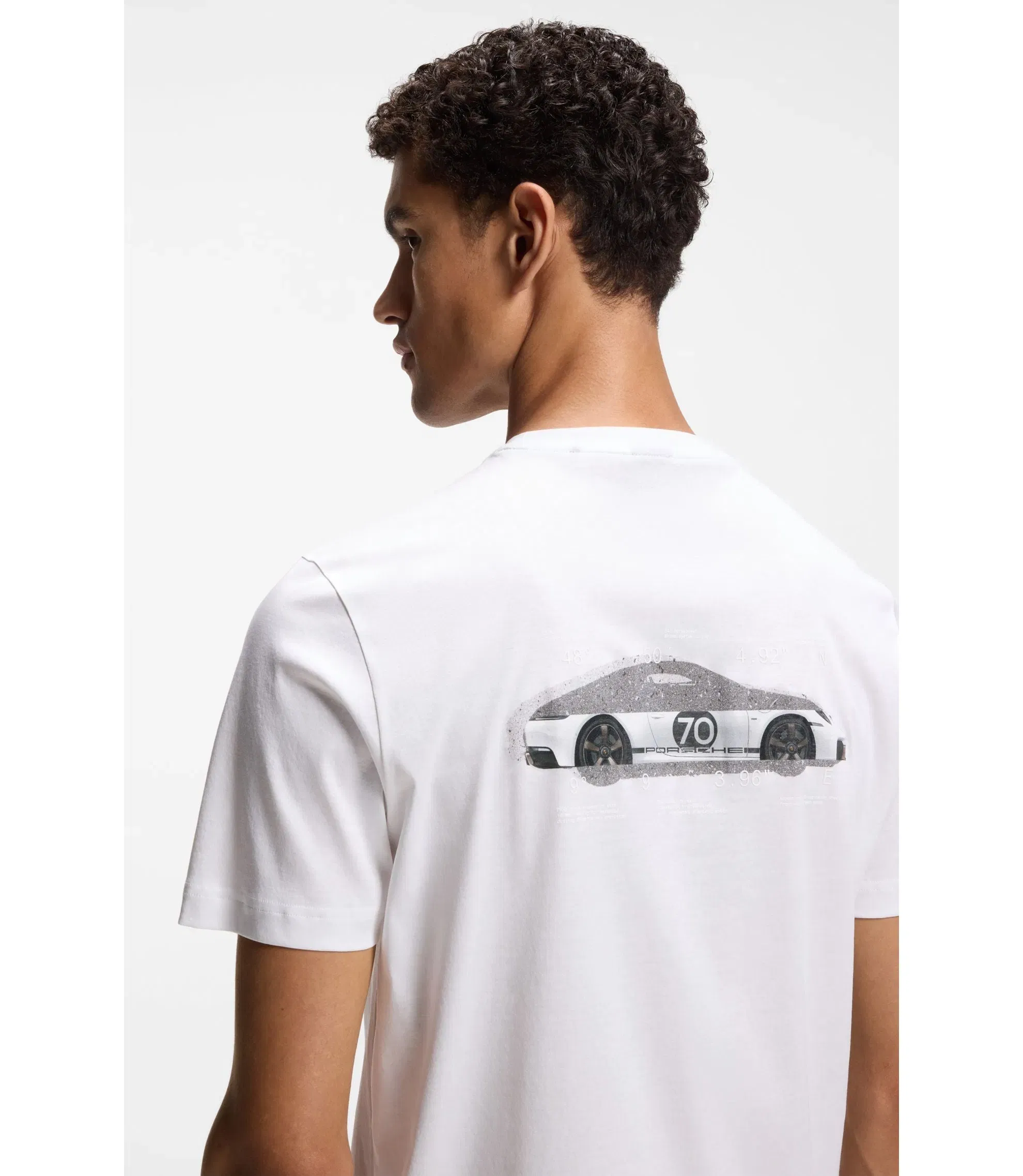 Boss Porsche X Boss Mercerized Cotton T Shirt With Rear Graphics White
