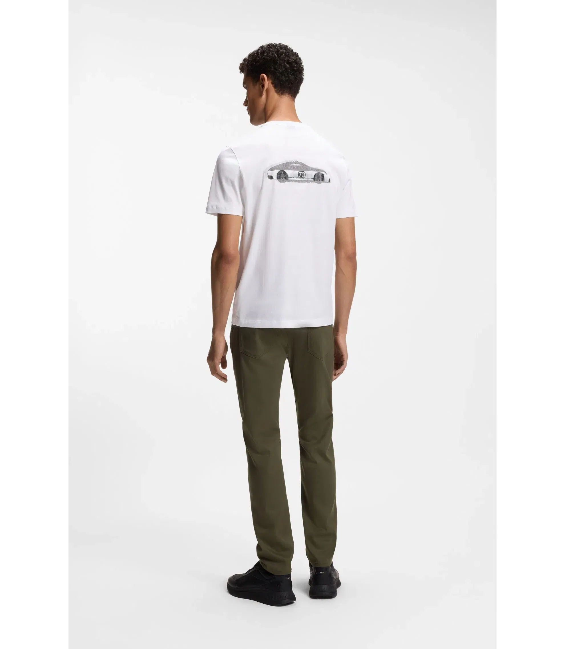 Boss Porsche X Boss Mercerized Cotton T Shirt With Rear Graphics White