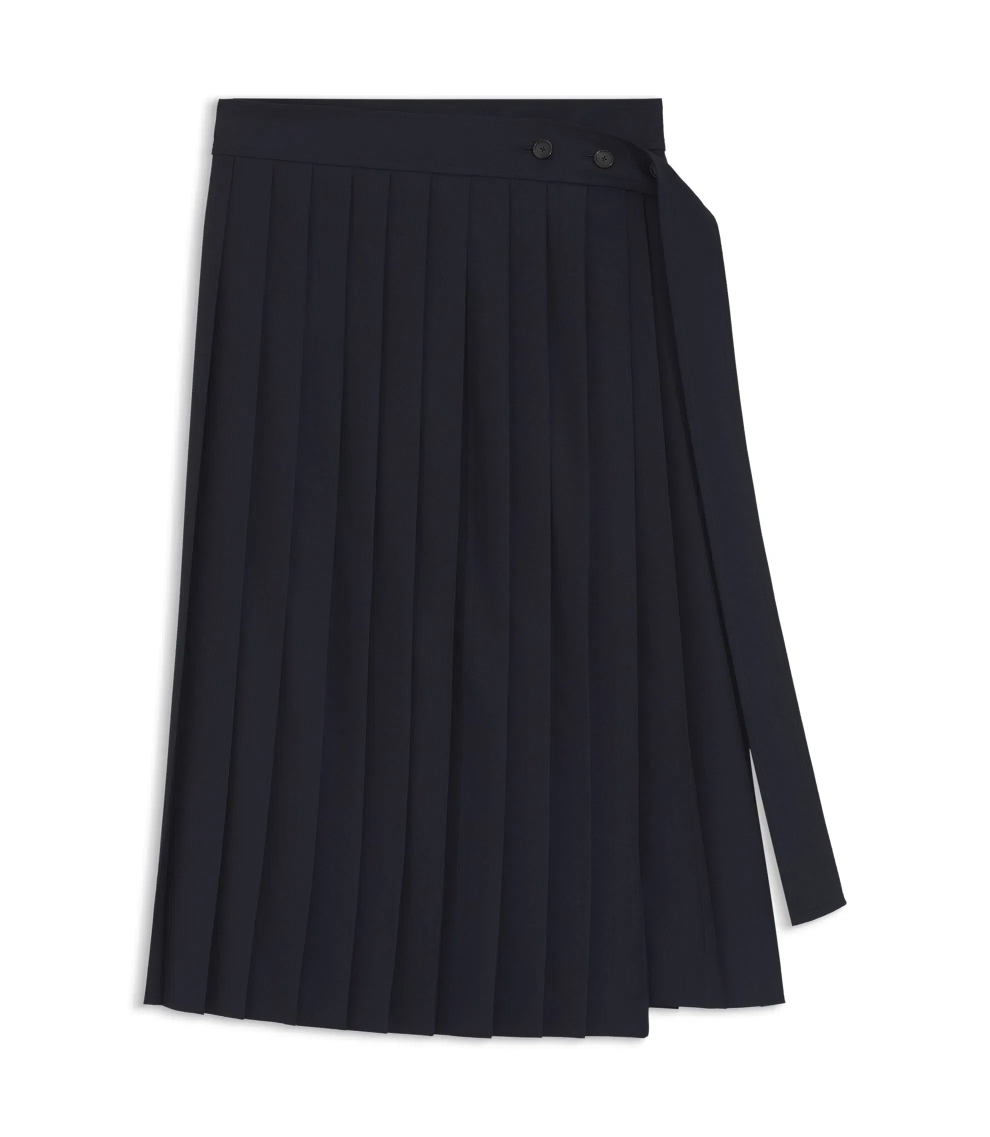 Boss Pleated Skirt In A Wool Blend Dark Blue Women's