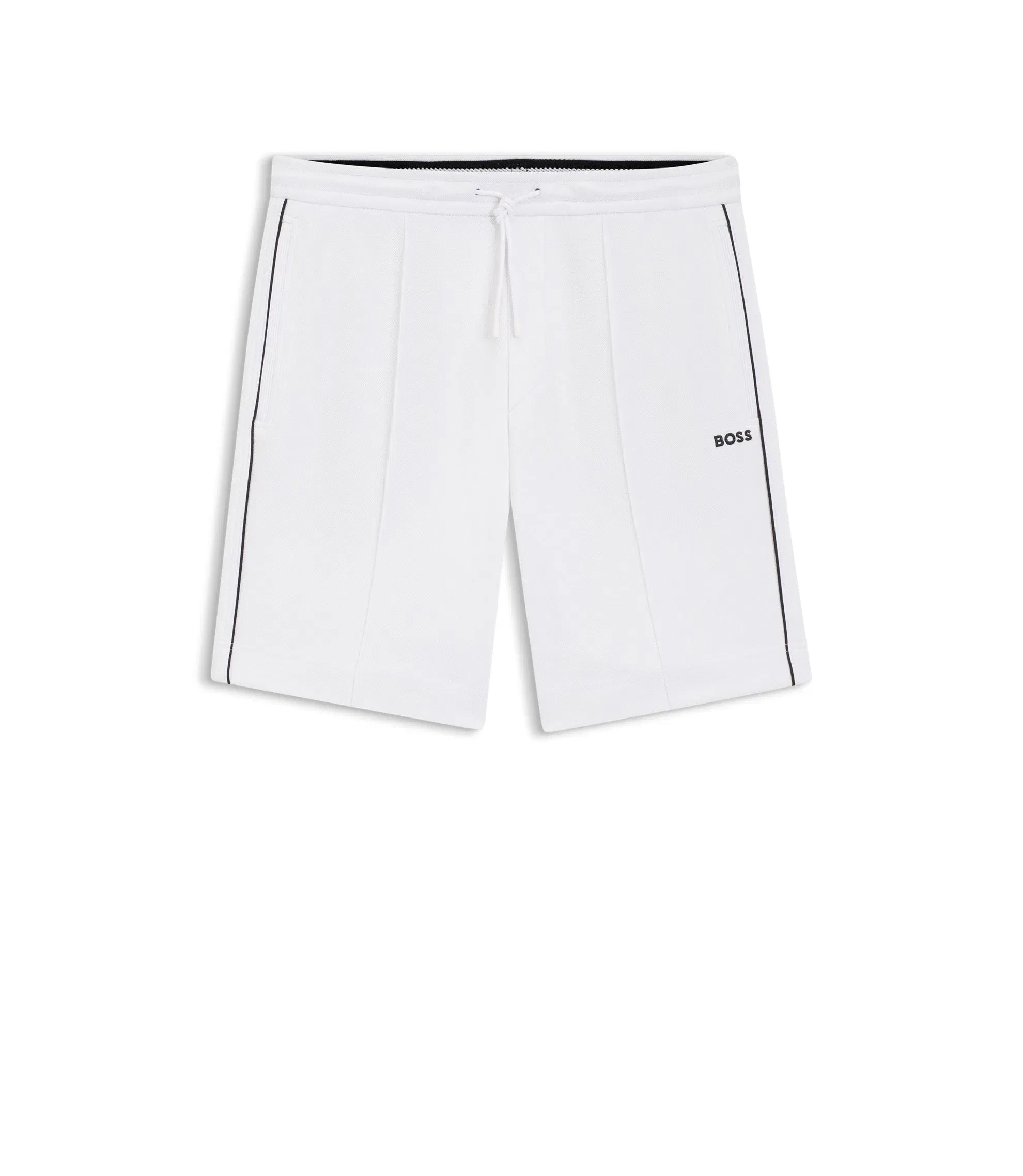 Boss Piped Trim Shorts In A Cotton Blend White