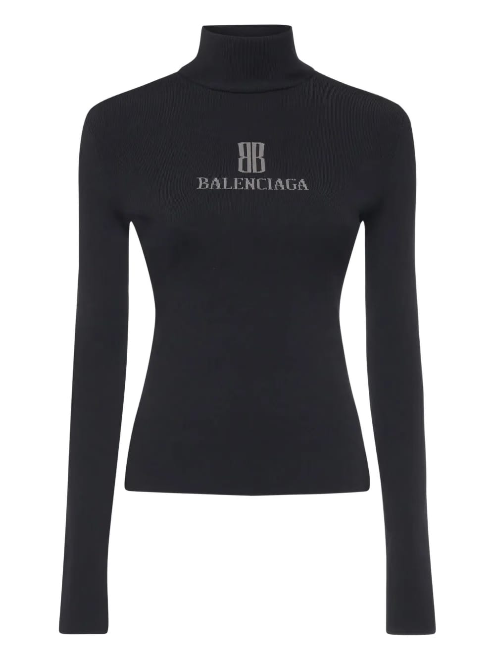 logo-detail ribbed turtleneck top