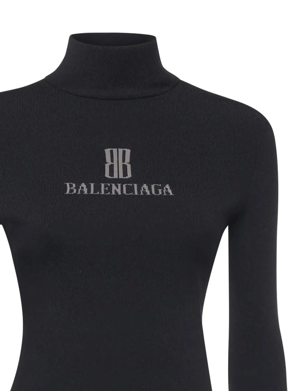 logo-detail ribbed turtleneck top