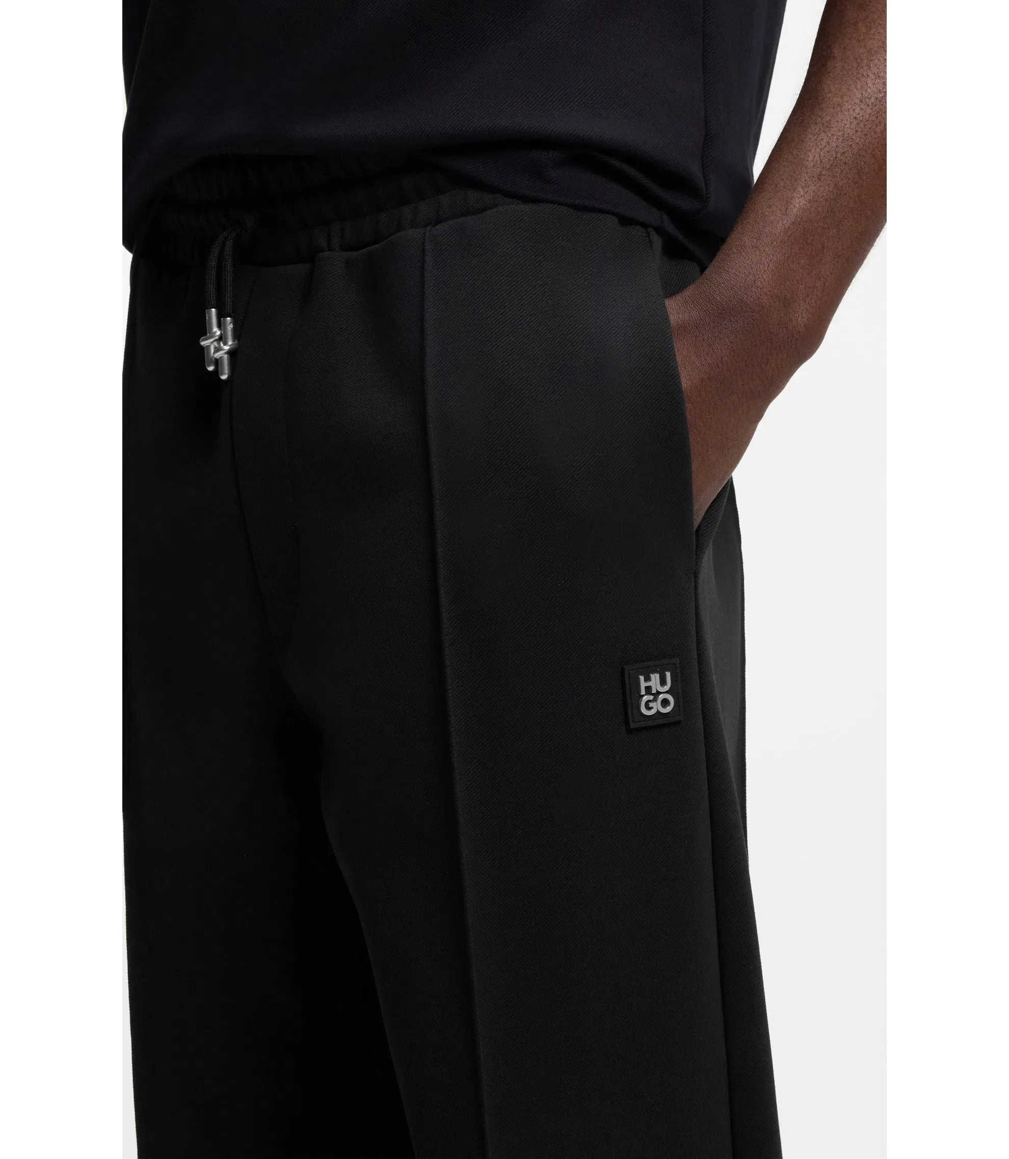 Hugo Pintuck Pleat Tracksuit Bottoms In A Relaxed Fit Black