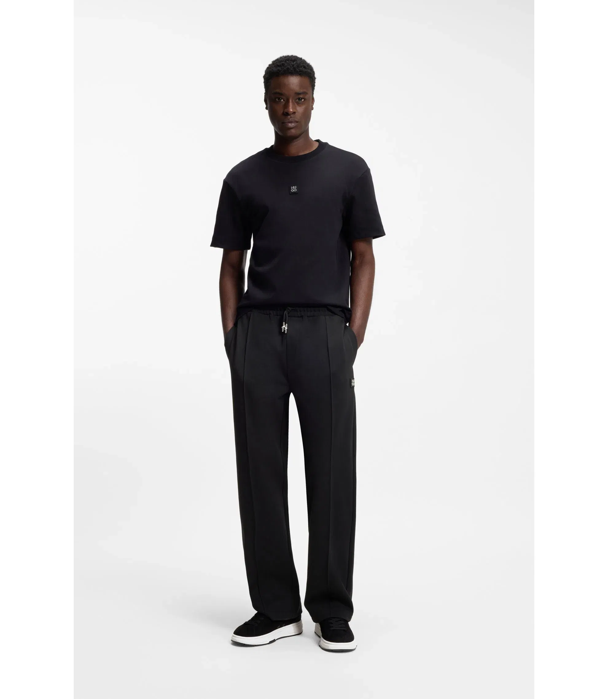 Hugo Pintuck Pleat Tracksuit Bottoms In A Relaxed Fit Black