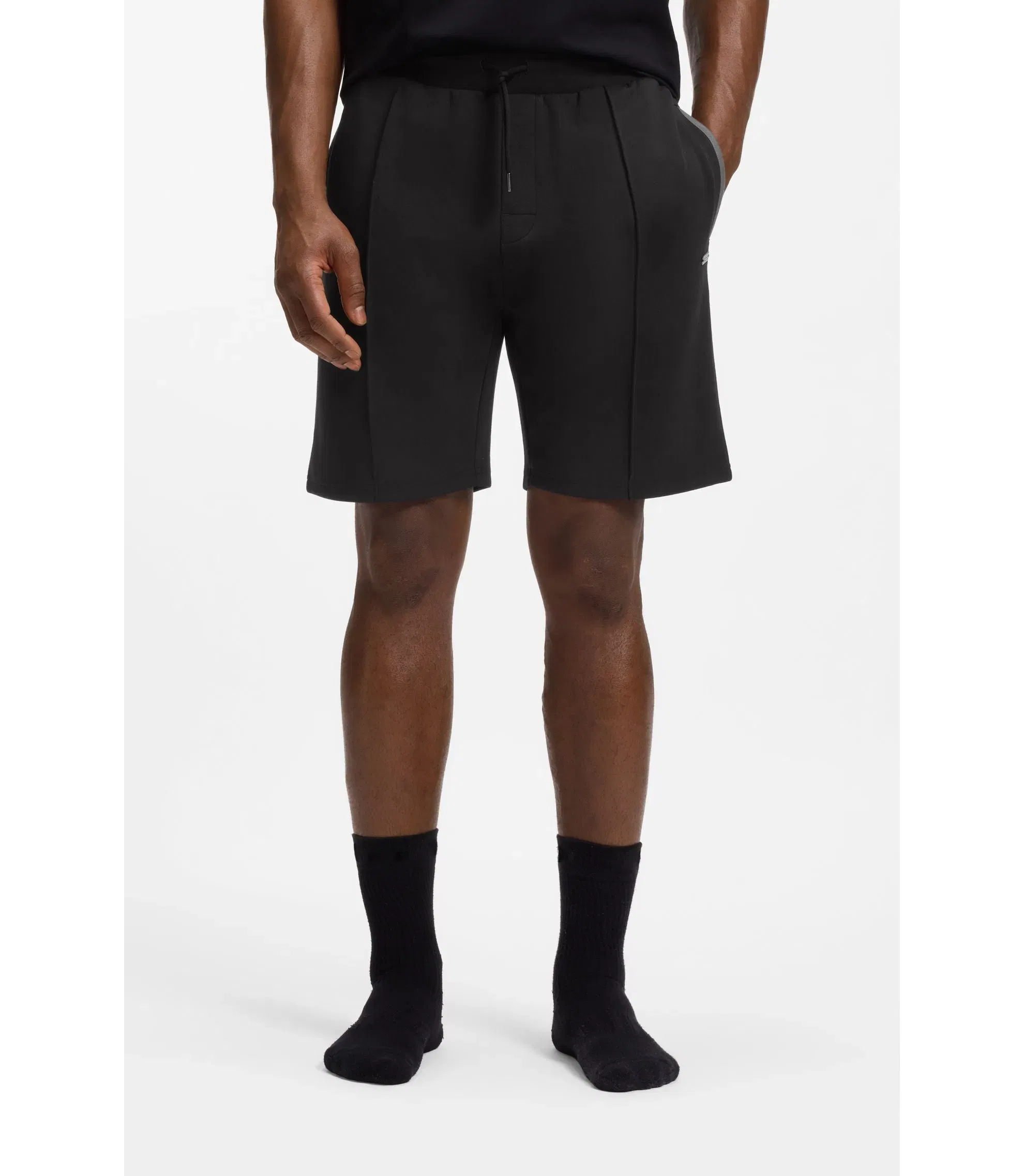 Boss Pintuck Detail Shorts In A Cotton Blend Black