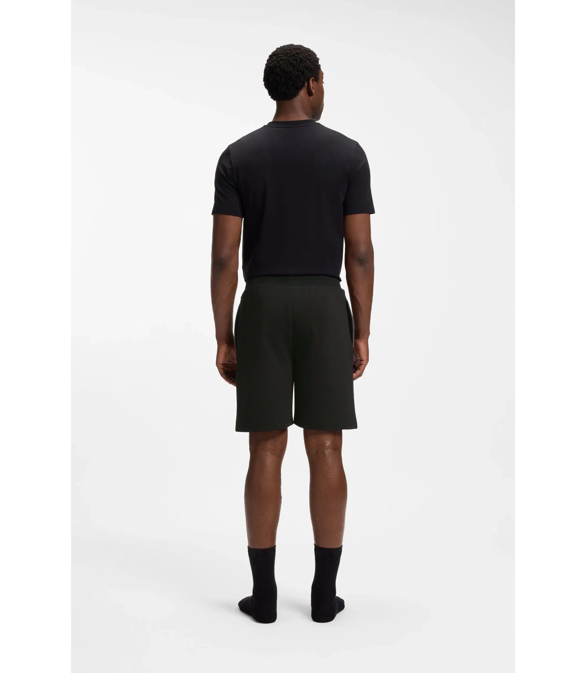 Boss Pintuck Detail Shorts In A Cotton Blend Black