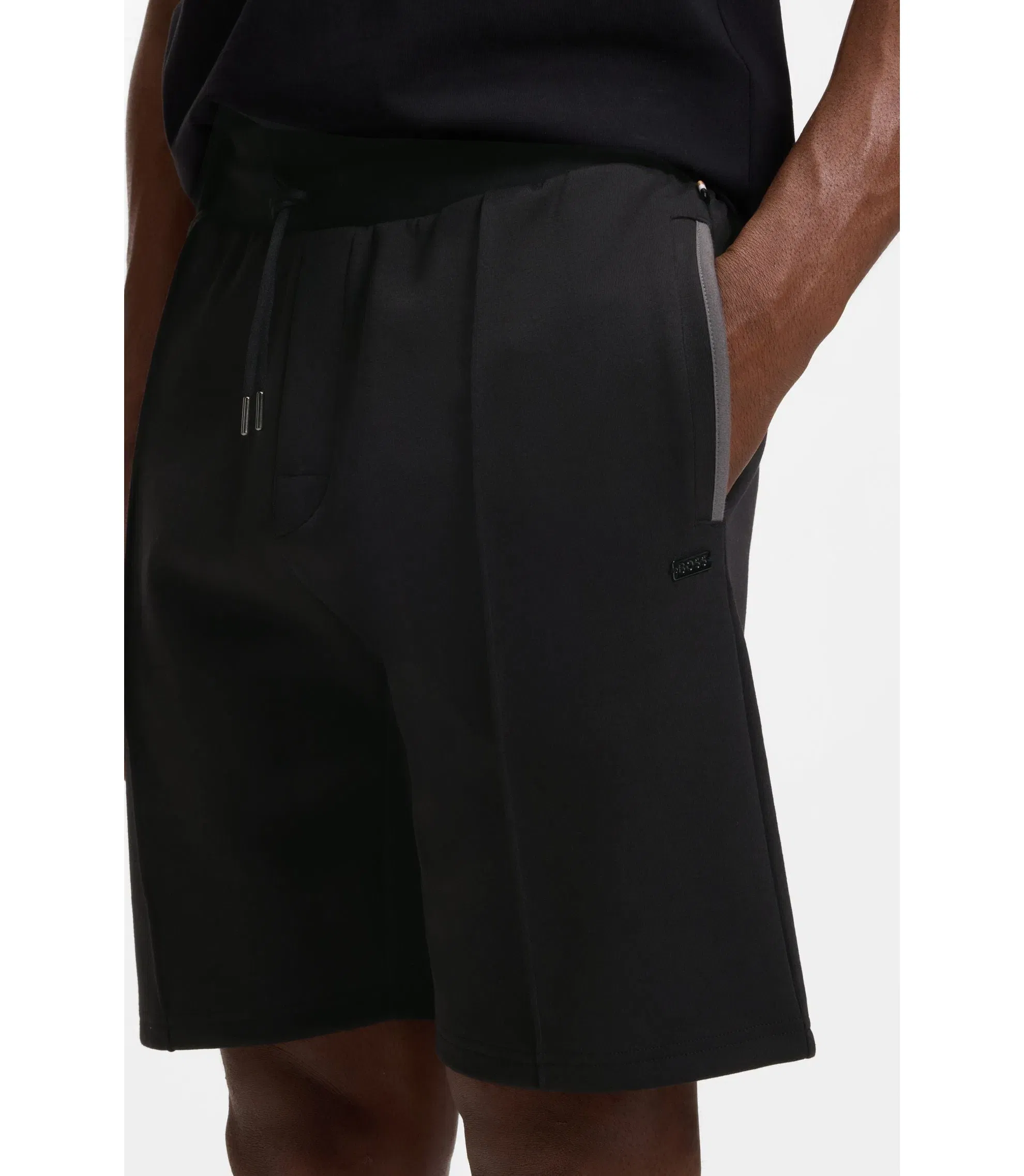 Boss Pintuck Detail Shorts In A Cotton Blend Black
